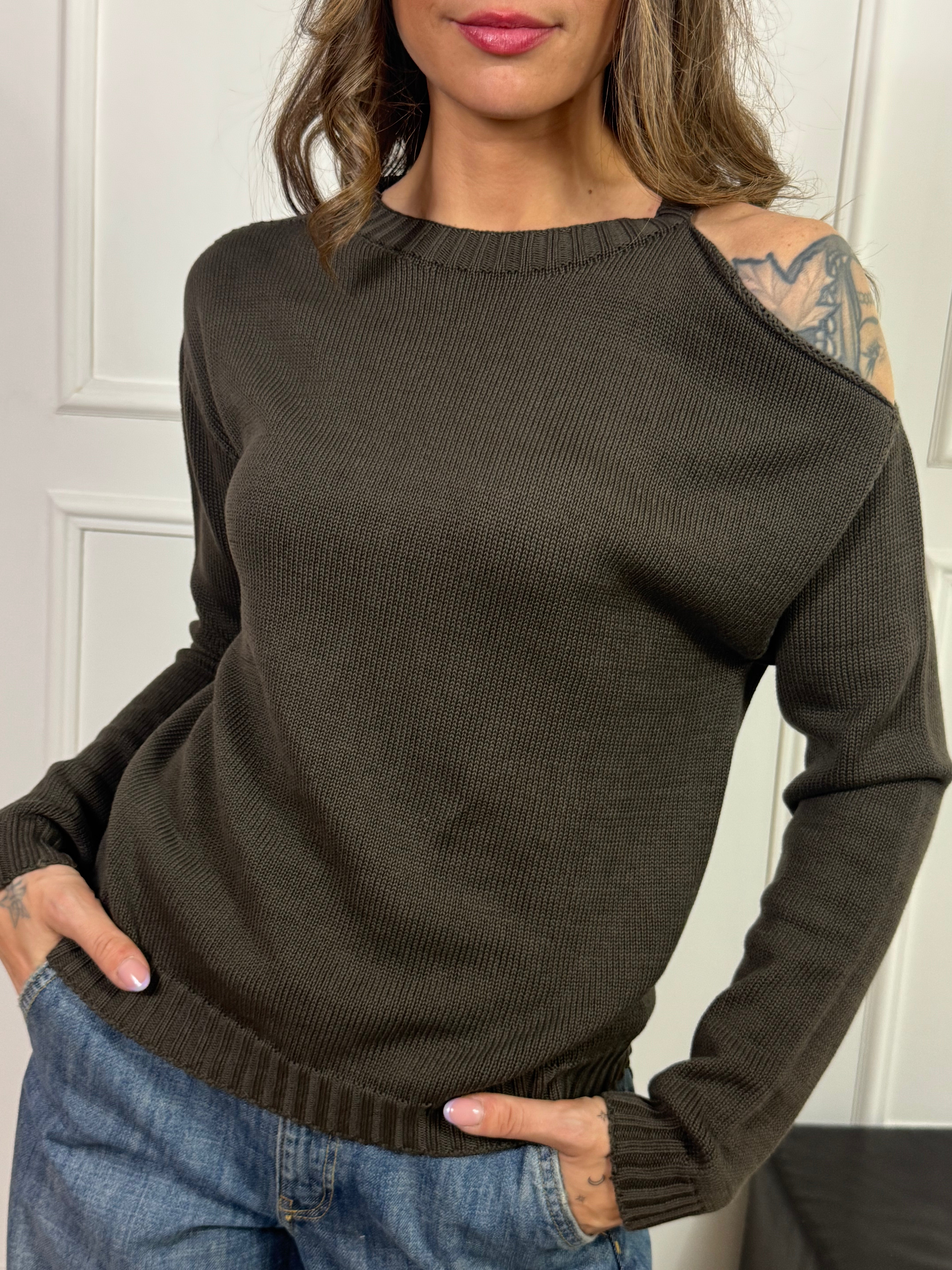 Maglia in cotone Susy Mix scollo BARCHETTA CUT-OUT SPALLA