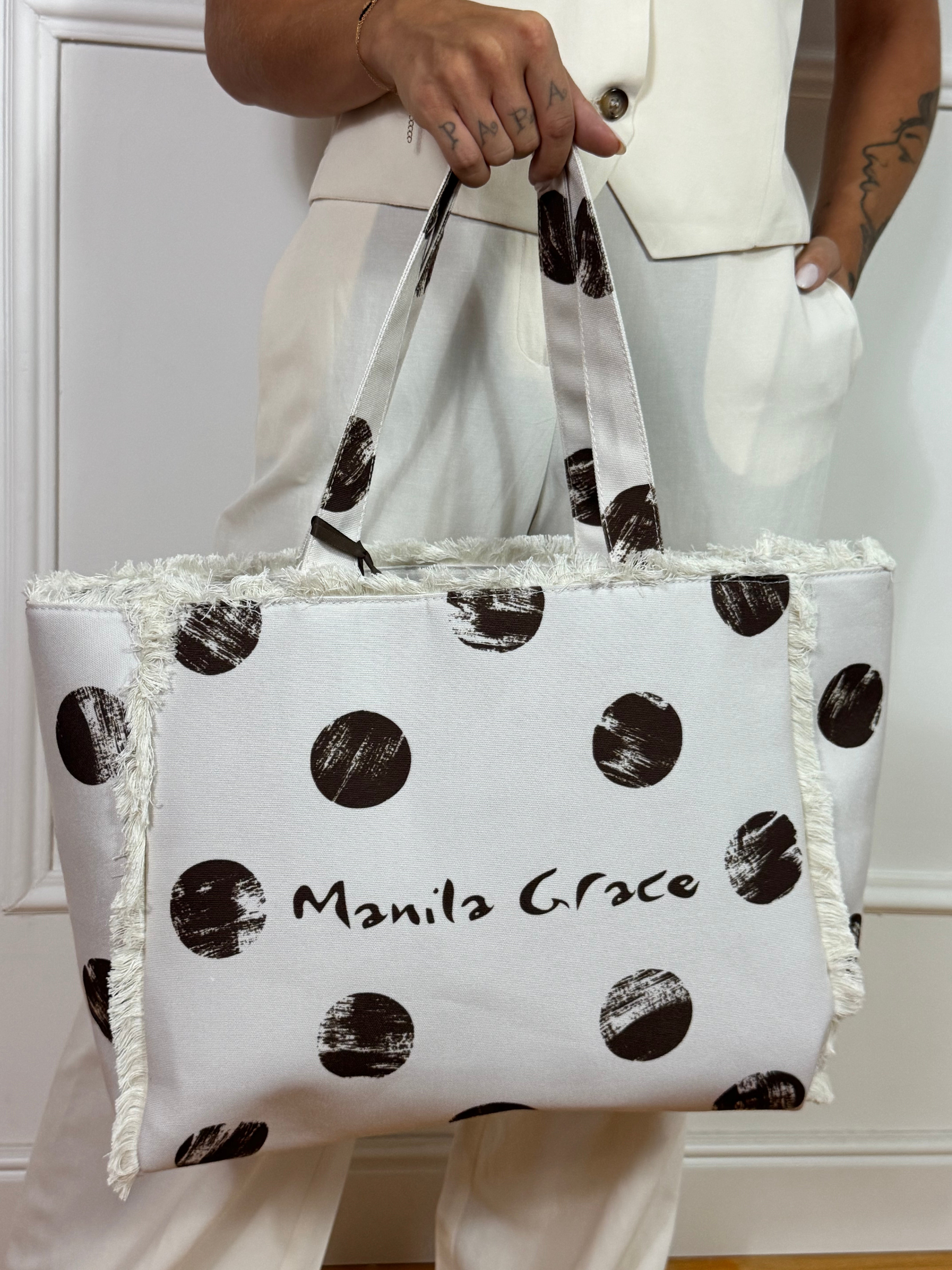 Borsa SET MARE Manila Grace a POIS - con telo mare e cappello