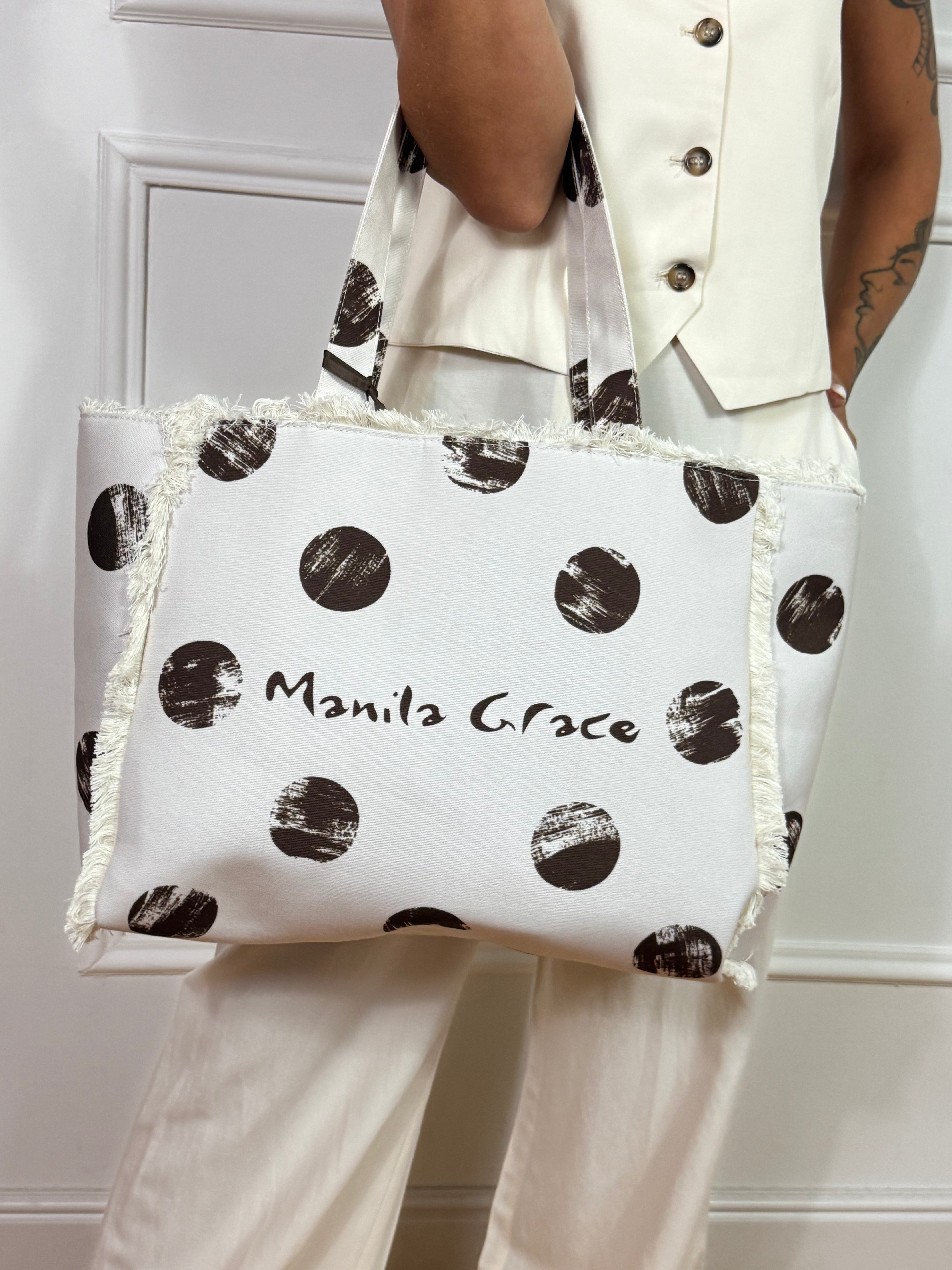 Borsa SET MARE Manila Grace a POIS - con telo mare e cappello