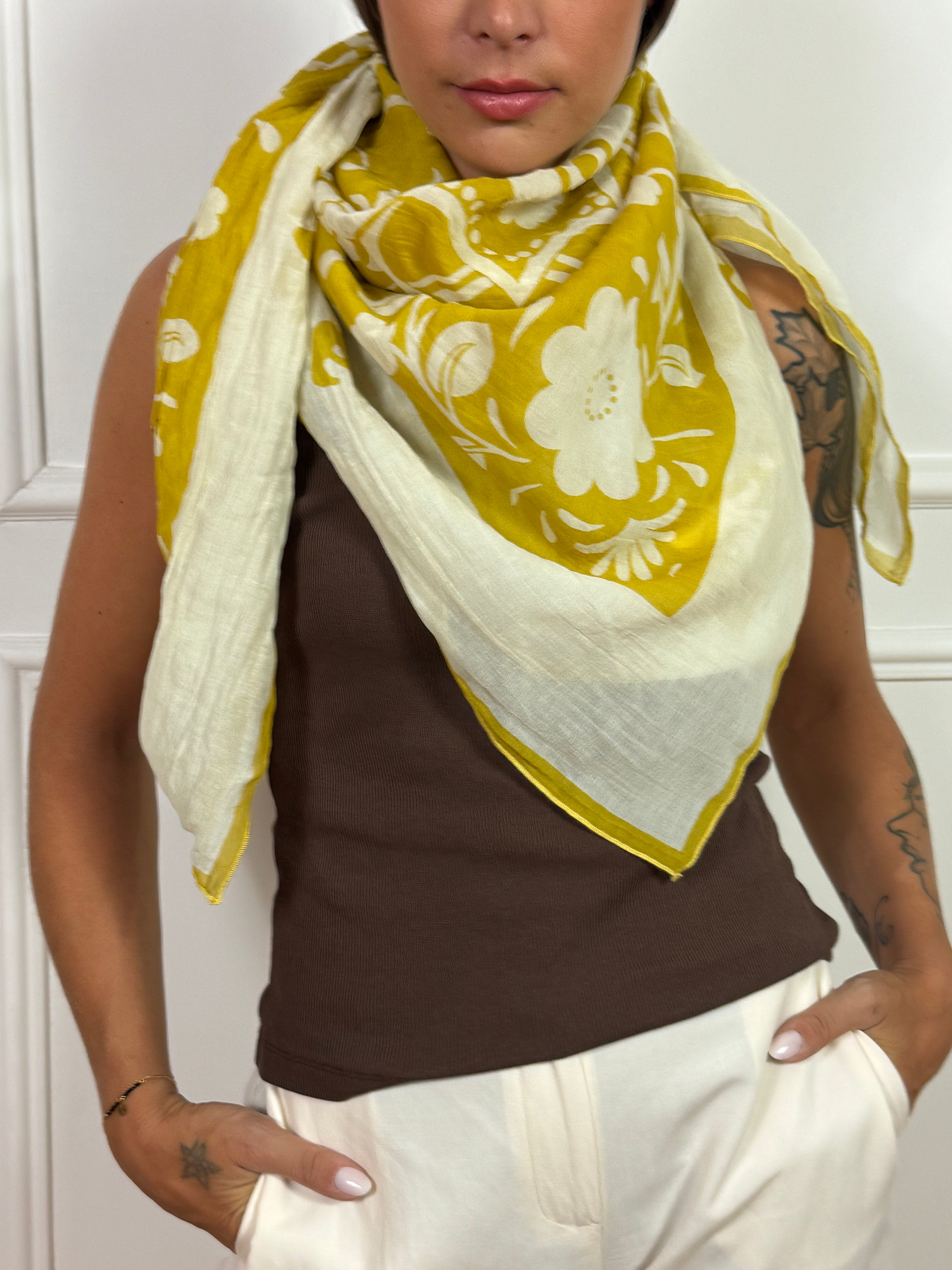 Foulard bandana Manila Grace FANTASIA FIORI CON LOGO