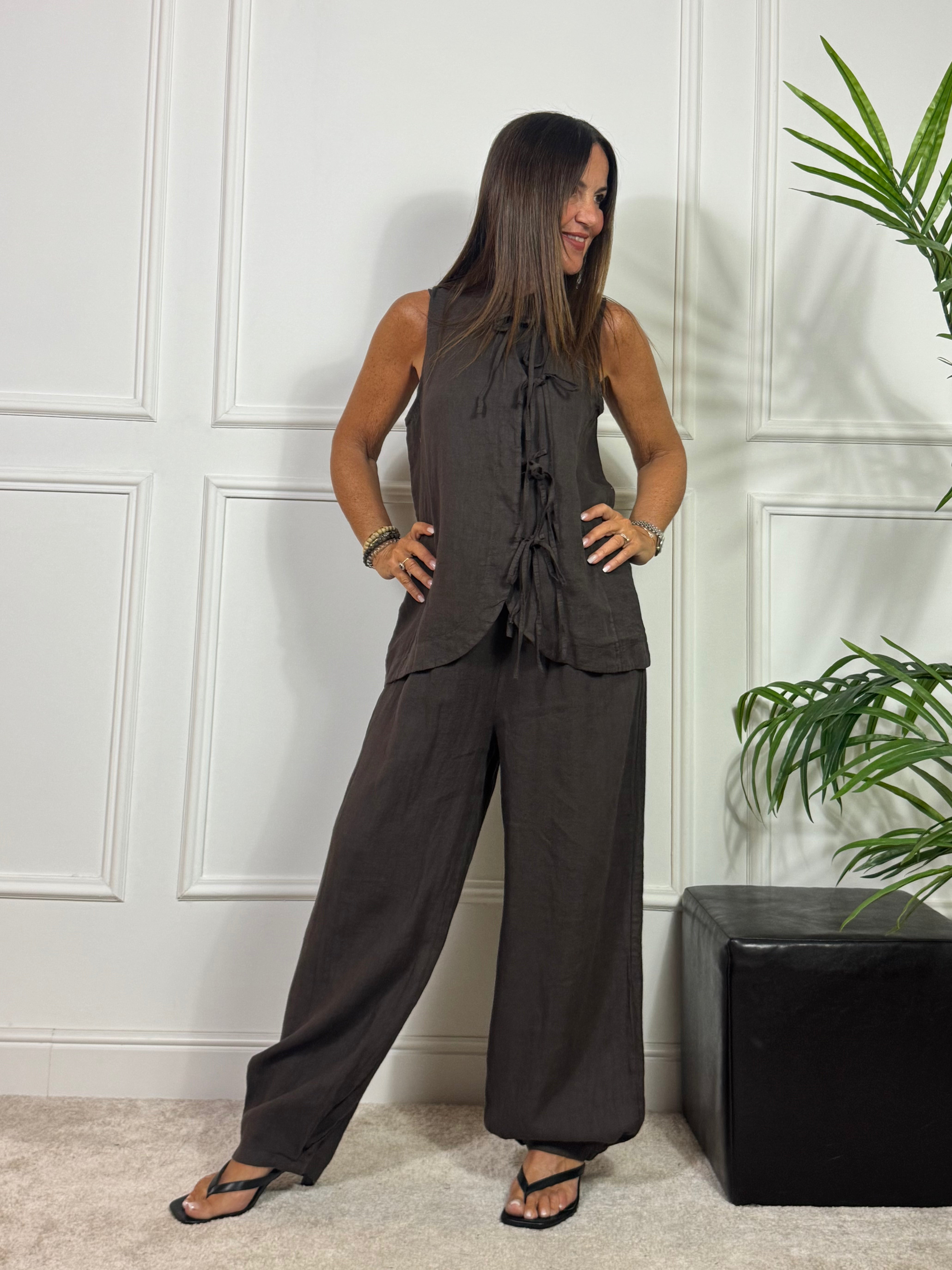 PANTALONE LUNGO IN LINO VICTORIA ILMH - BARREL