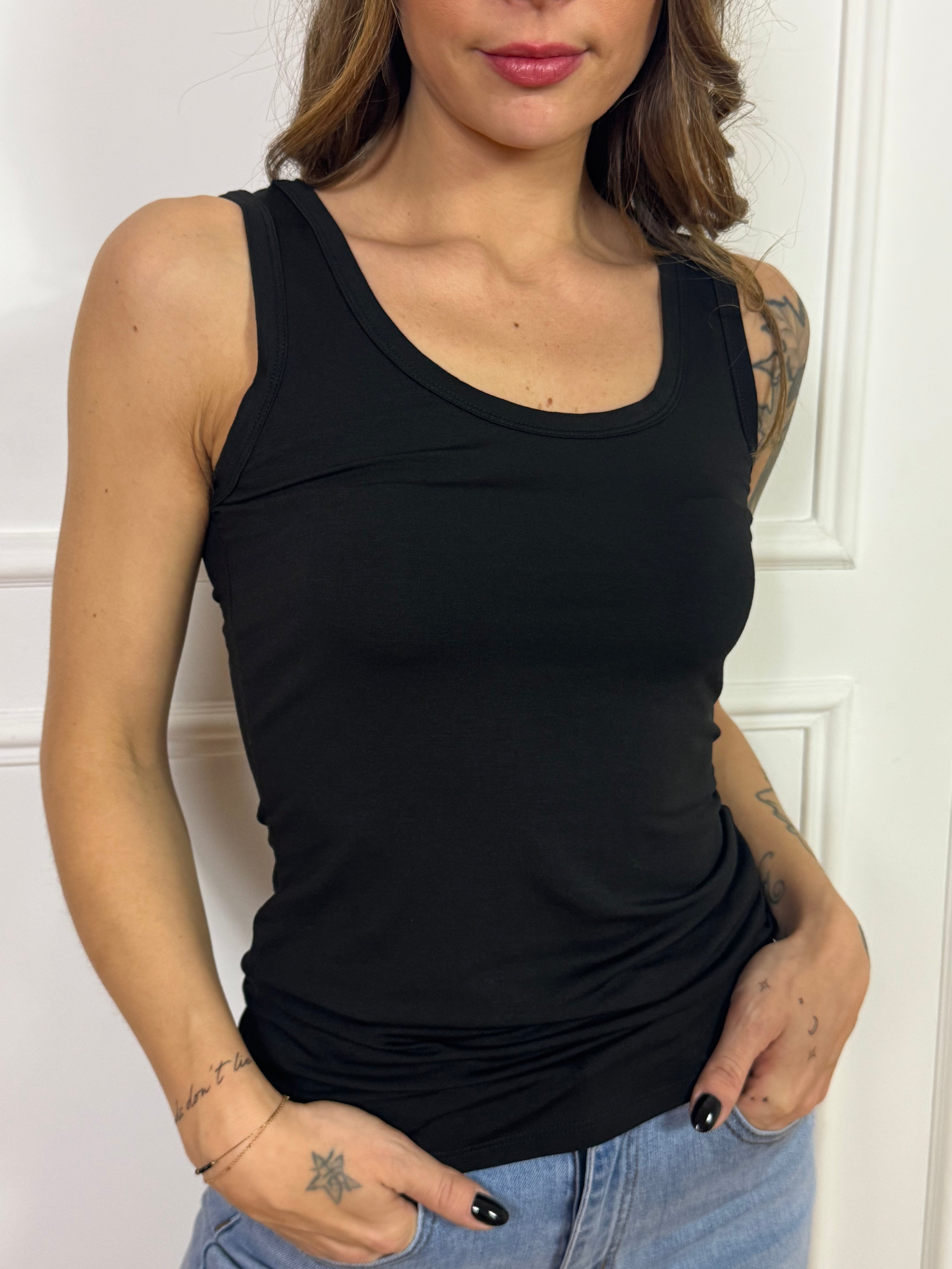 Canotta in viscosa elasticizzata Kontatto tinta unita