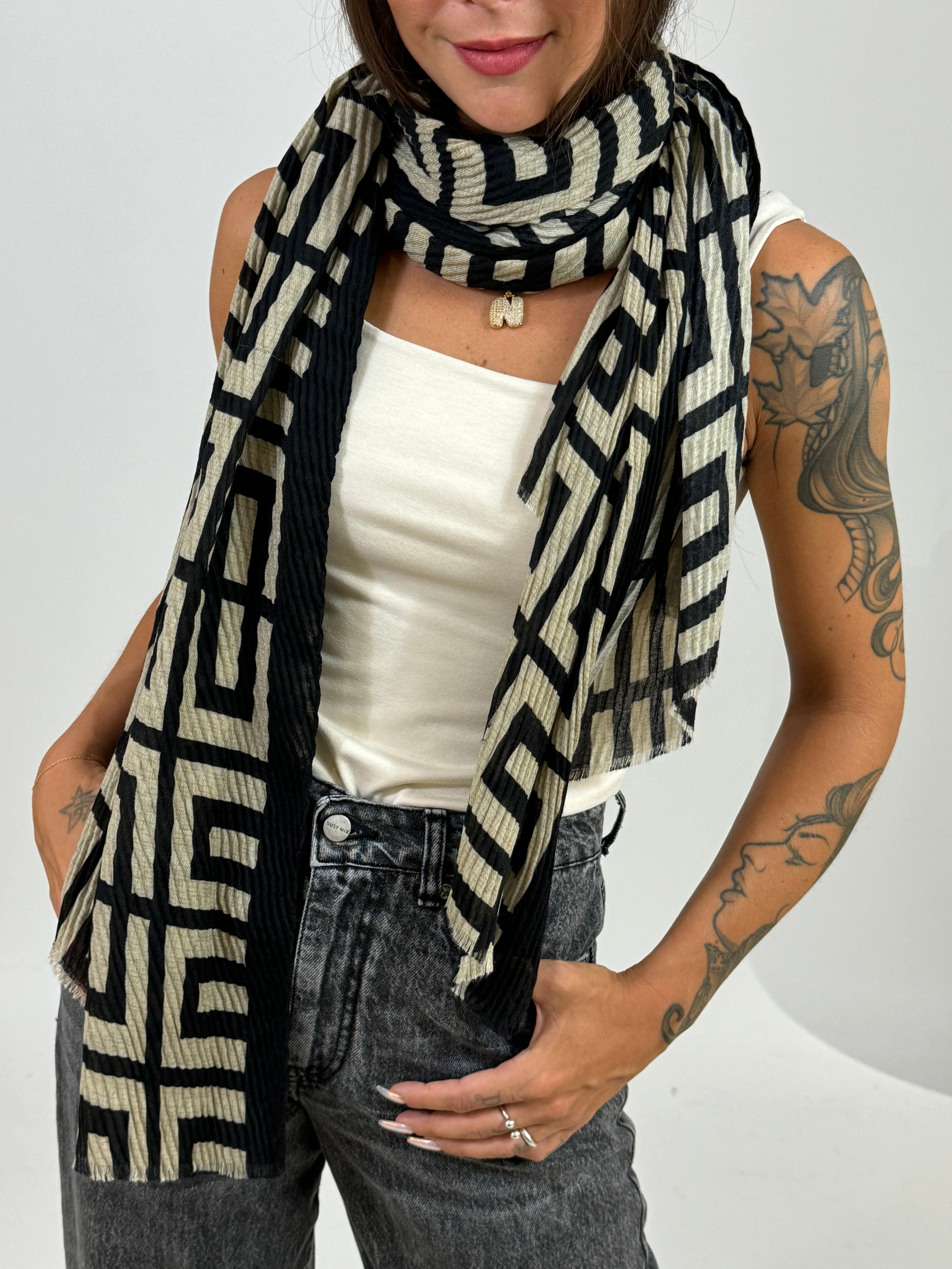 Sciarpa foulard in viscosa Susy Mix FANTASIA GEOMETRICA