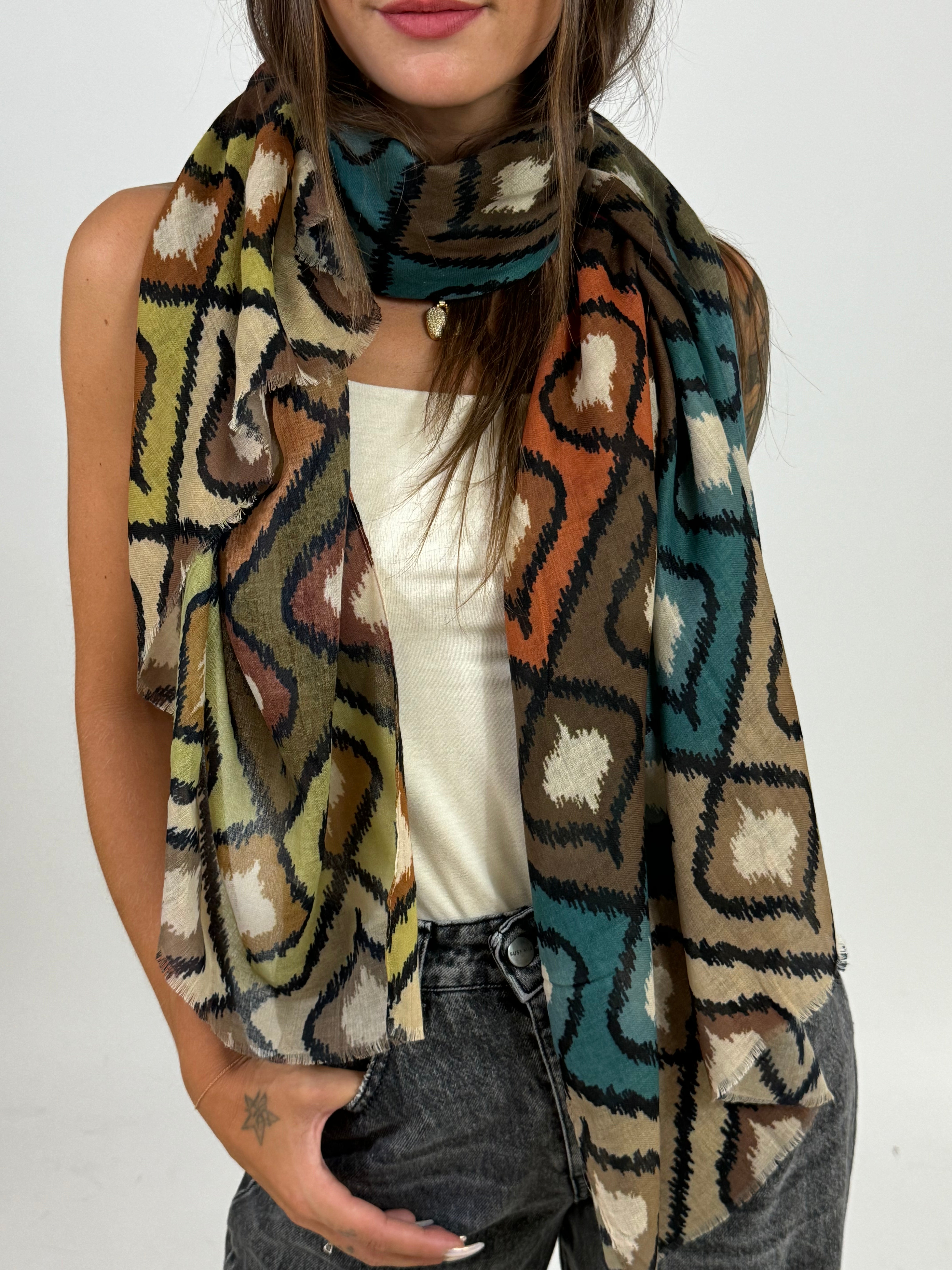 Sciarpa foulard in viscosa Susy Mix FANTASIA INCA