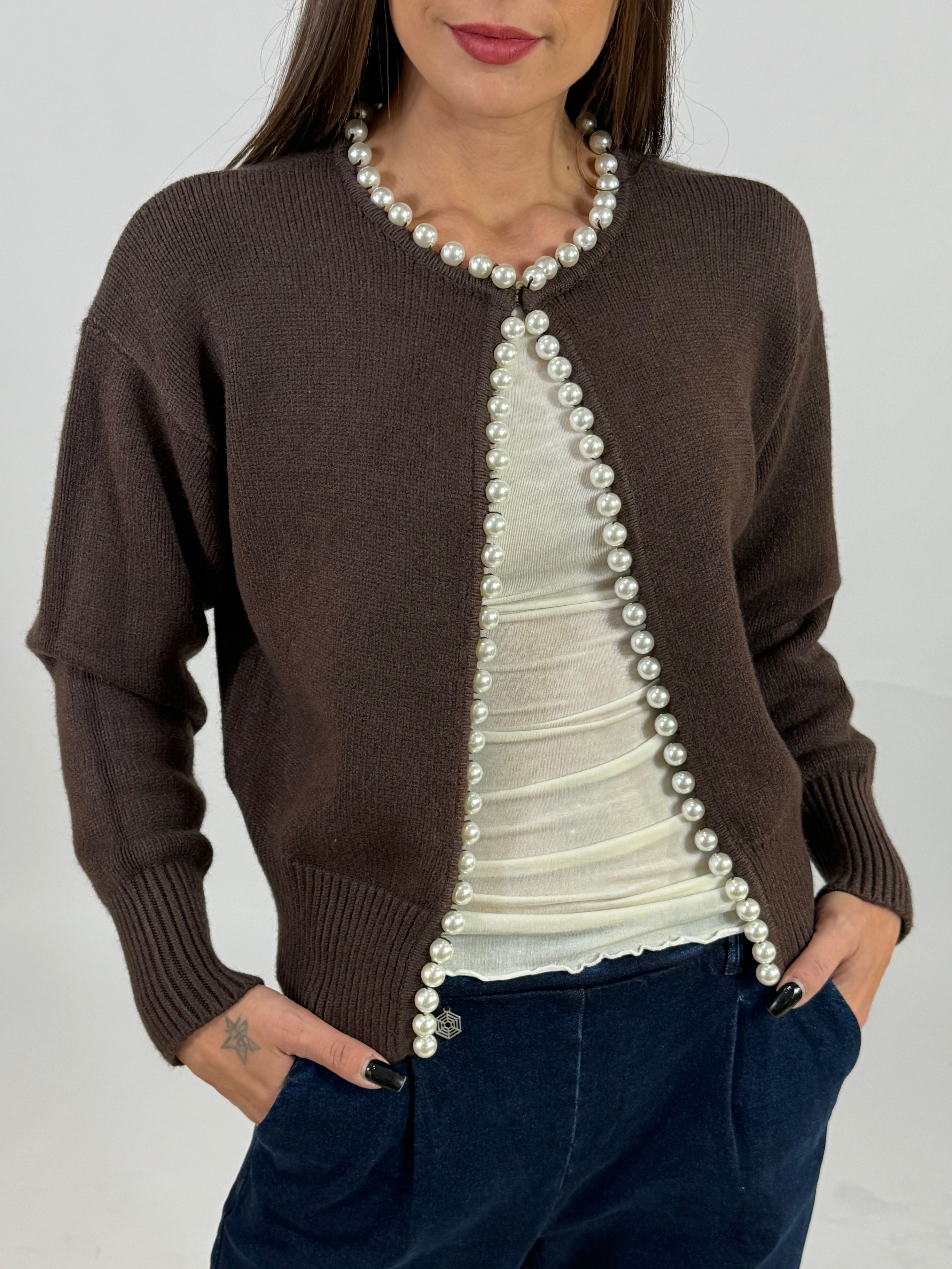 Cardigan a bolerino Susy Mix con perle