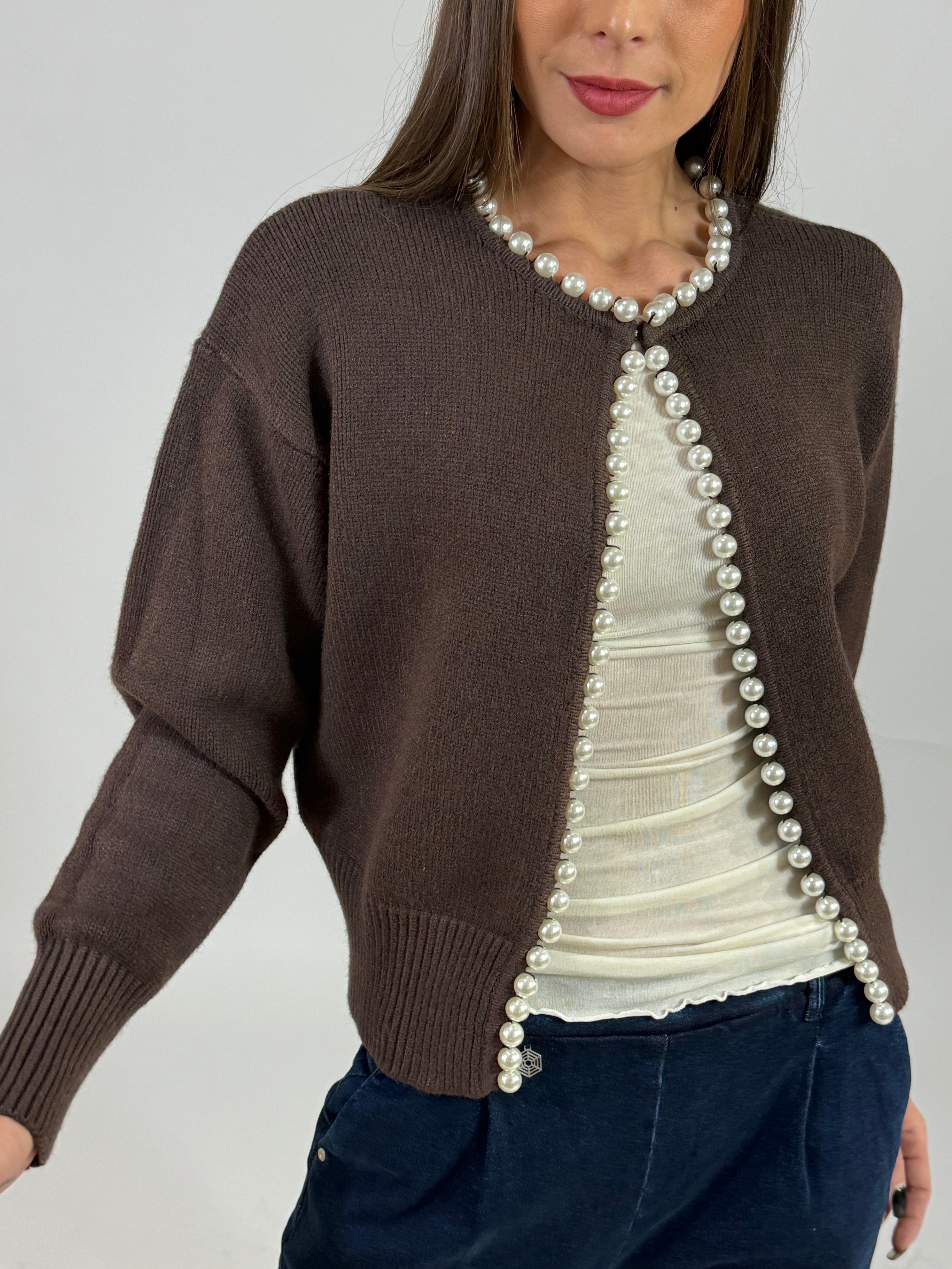 Cardigan a bolerino Susy Mix con perle