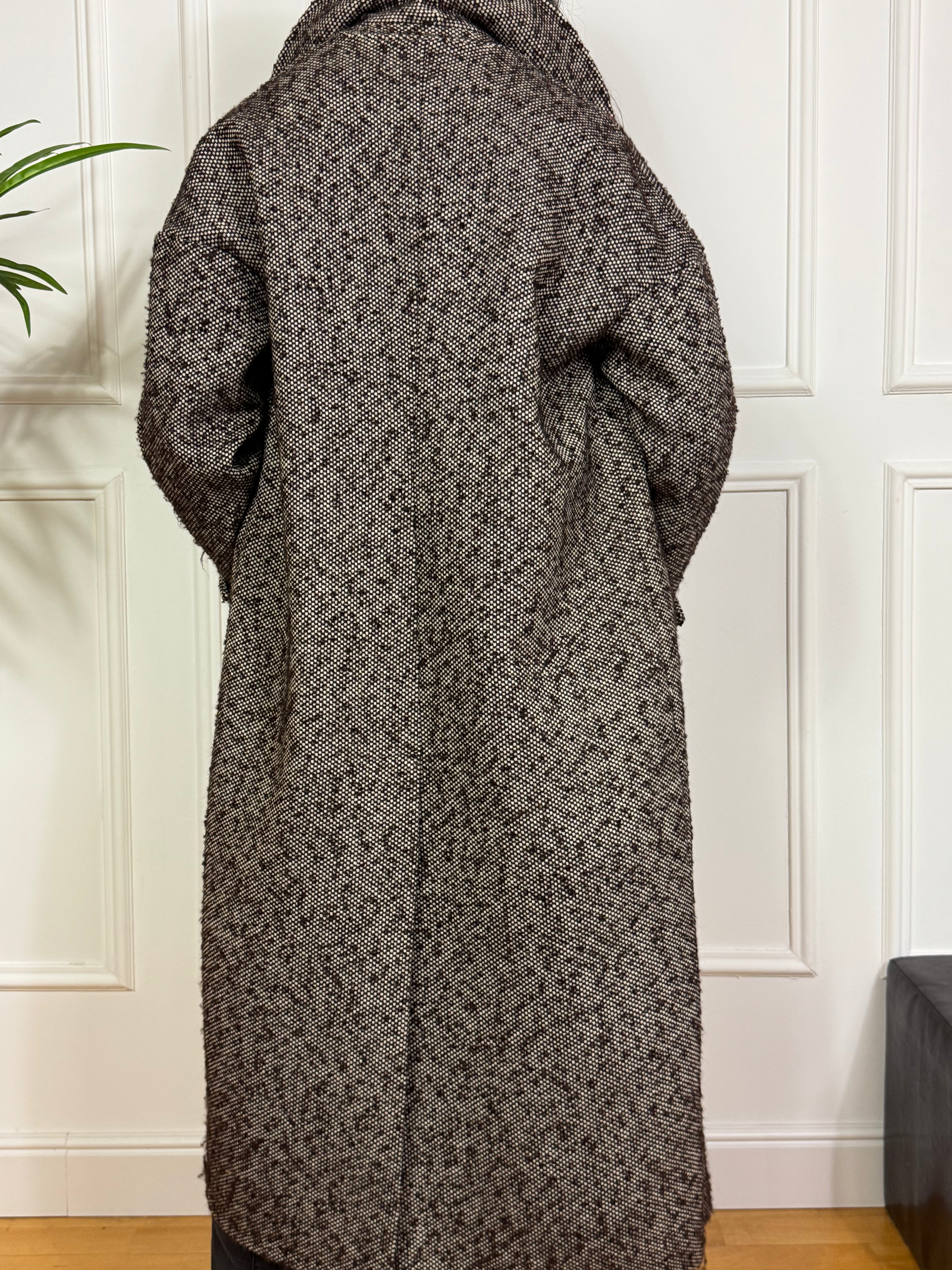 Cappotto lungo doppiopetto Kikisix sale e pepe MORO-PANNA