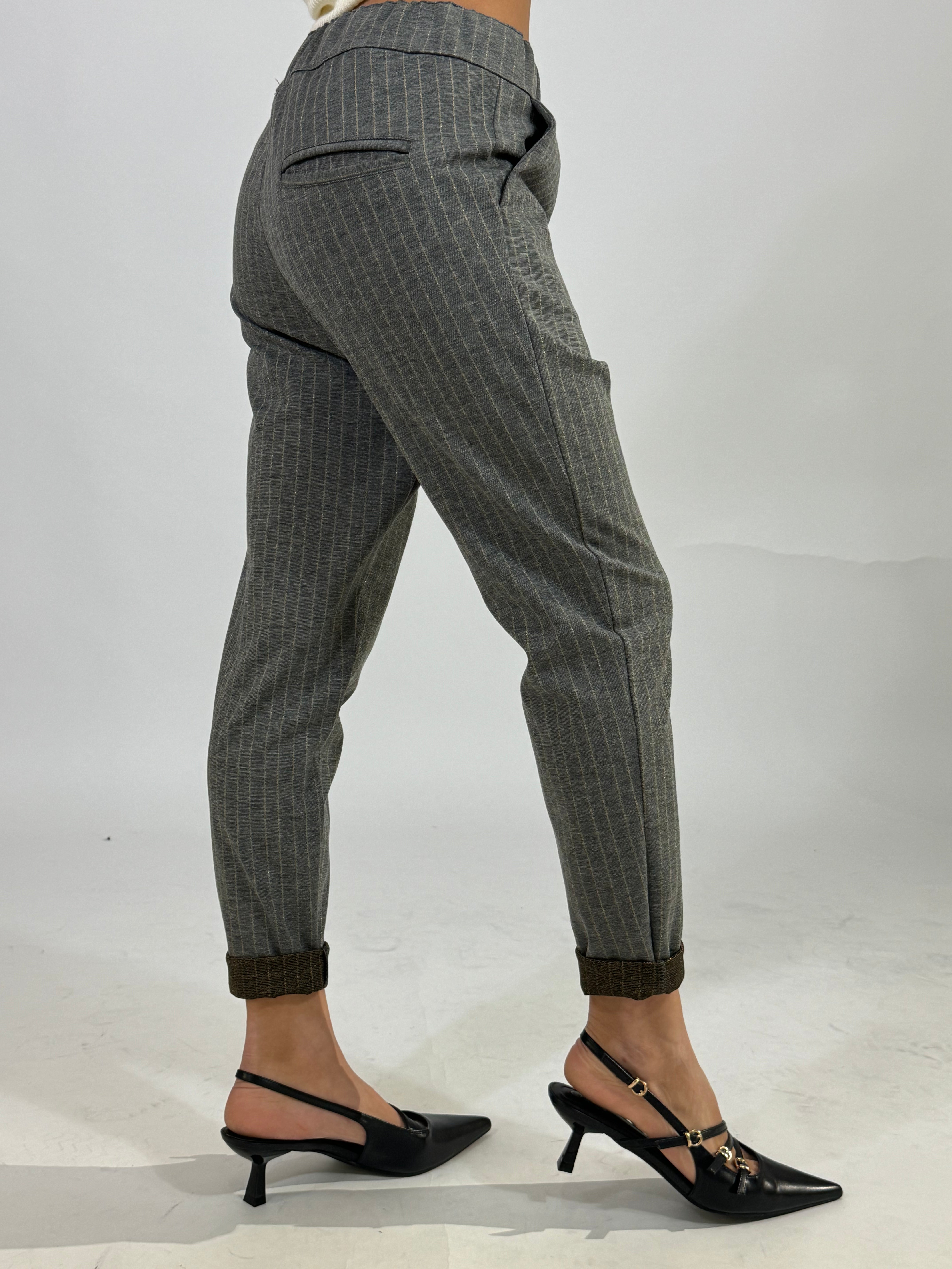 Pantalone con coulisse Victoria ILMH gessato con lurex