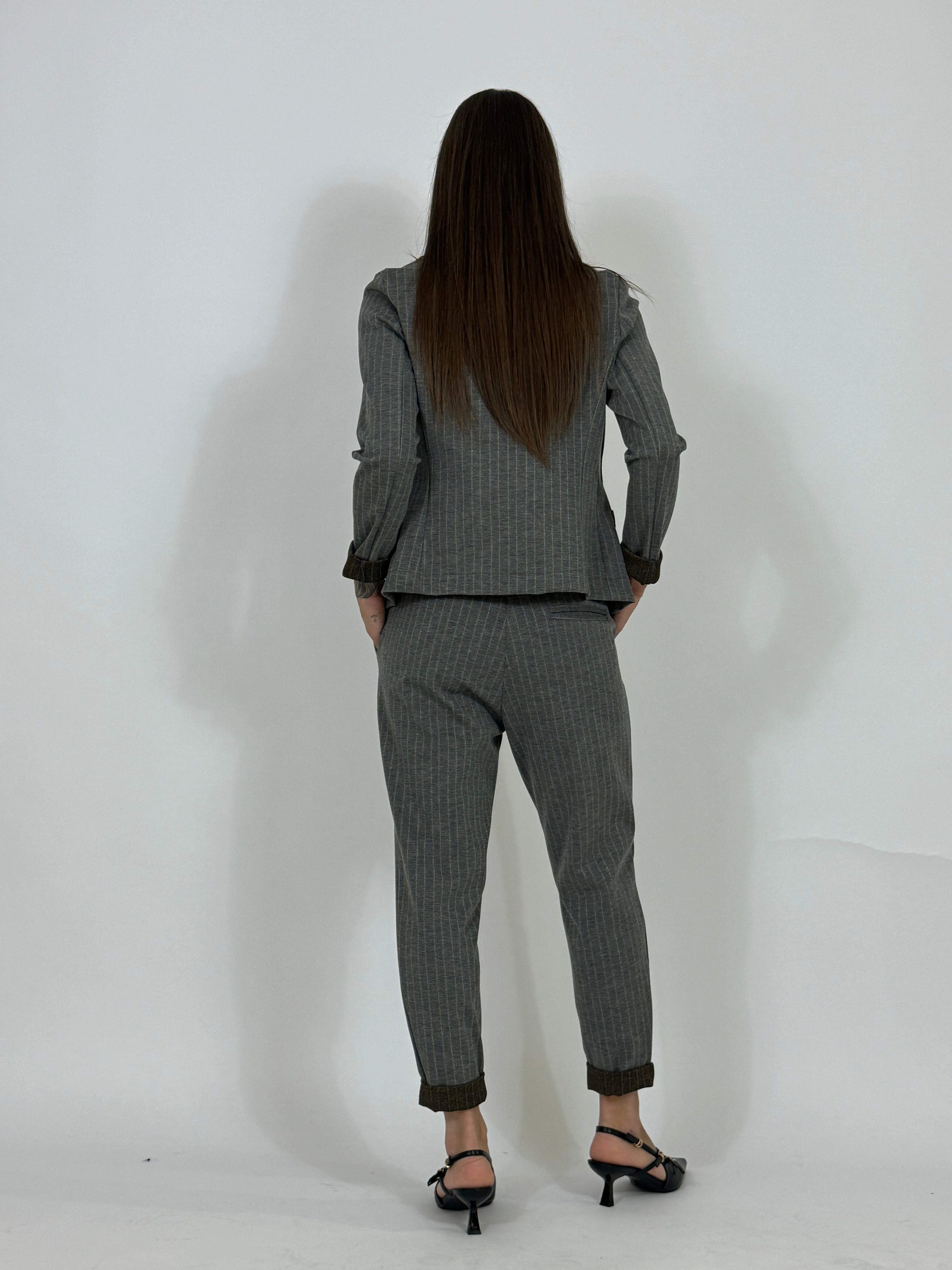 Pantalone con coulisse Victoria ILMH gessato con lurex