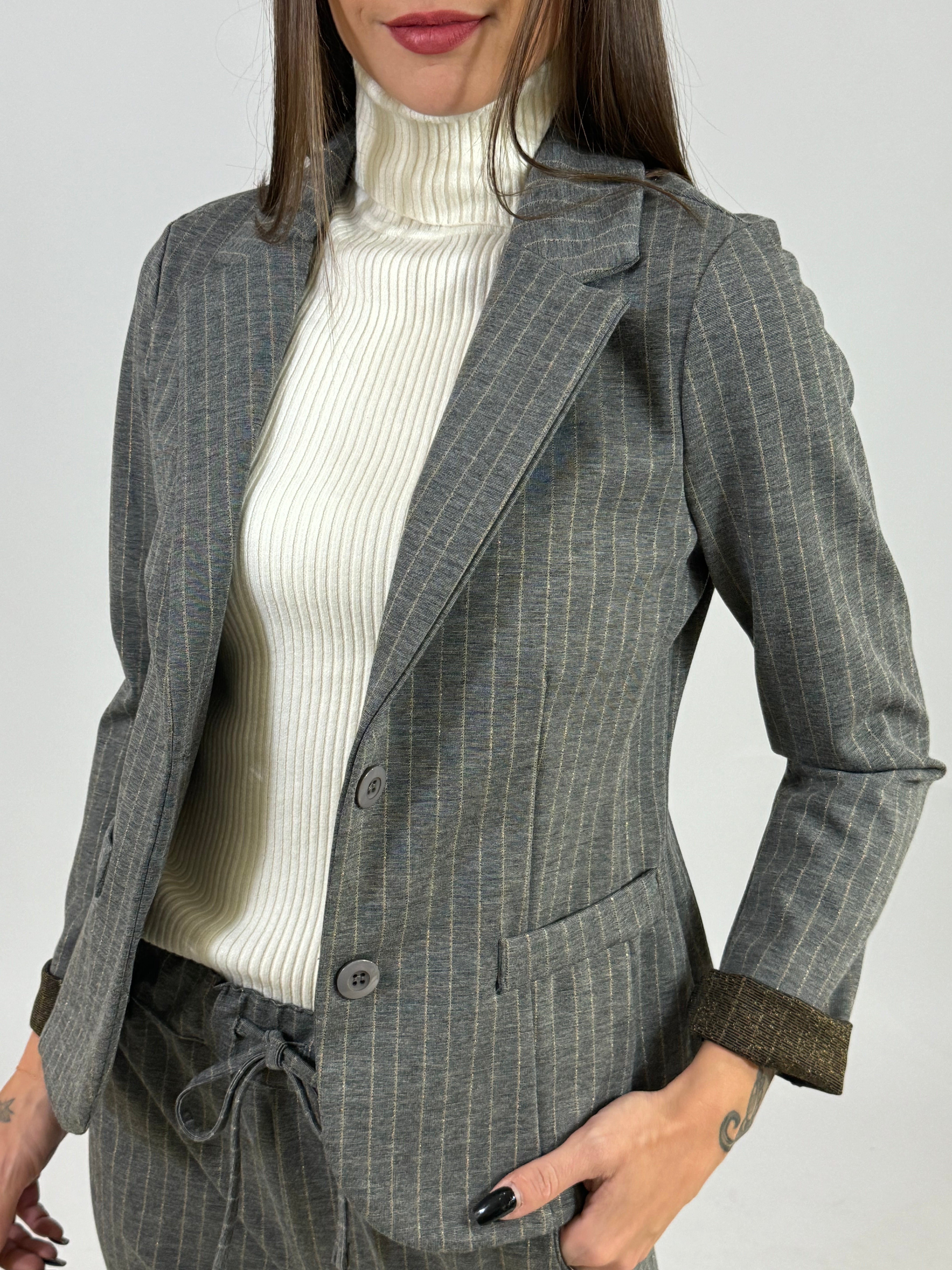 Giacca blazer Victoria ILMH gessato con lurex