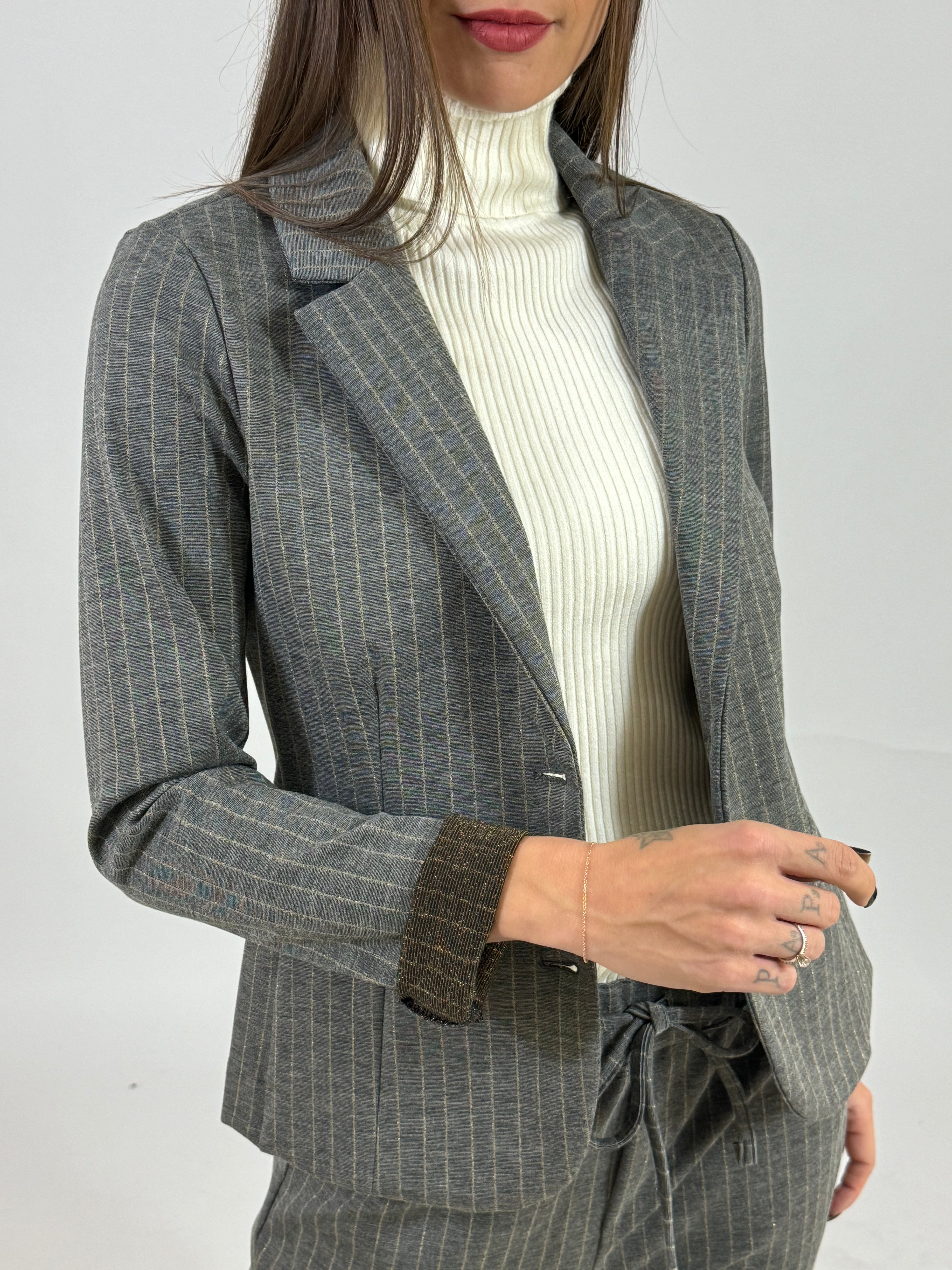 Giacca blazer Victoria ILMH gessato con lurex