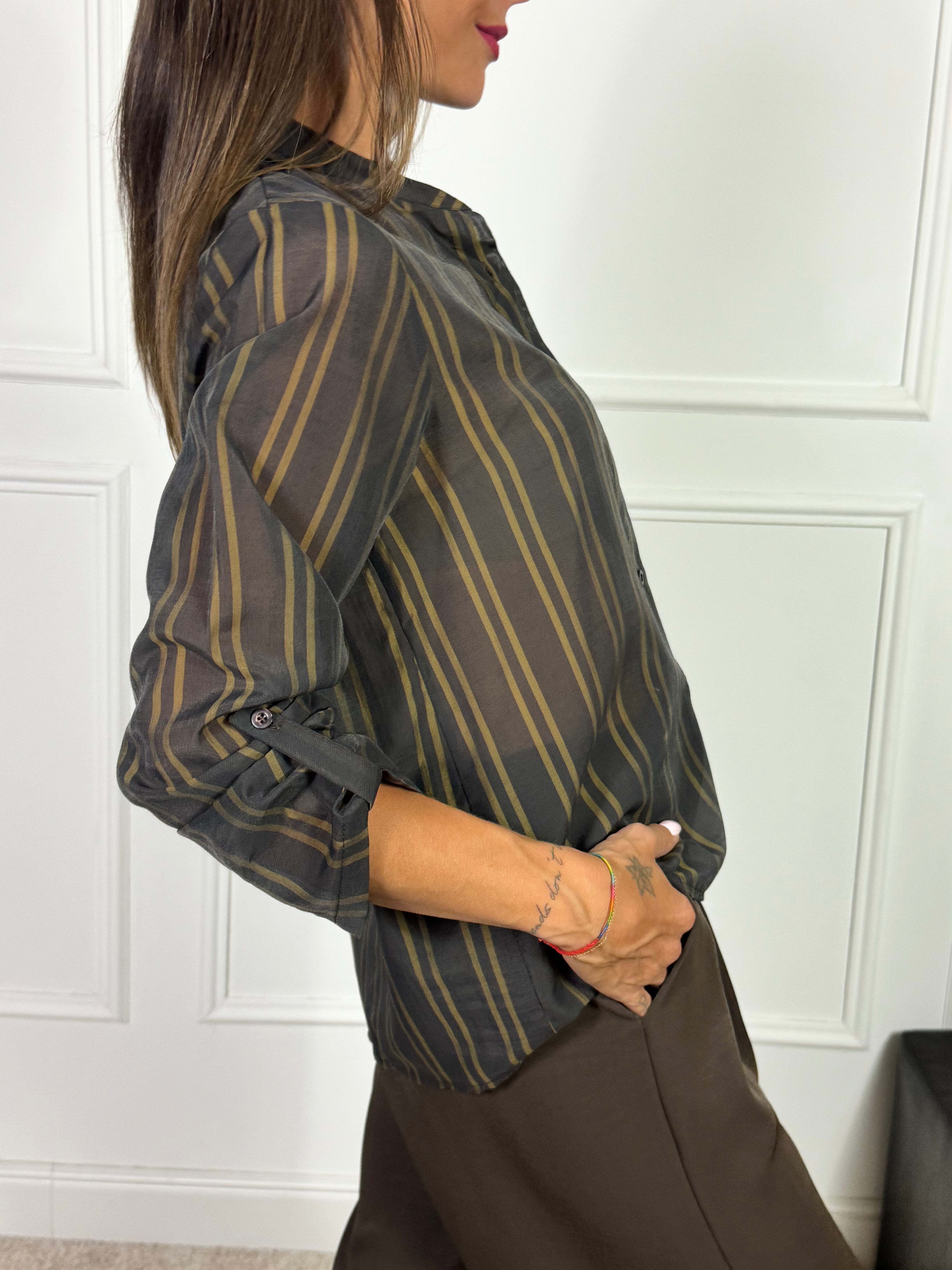 Camicia SENZA COLLETTO Victoria ILMH fantasia righe