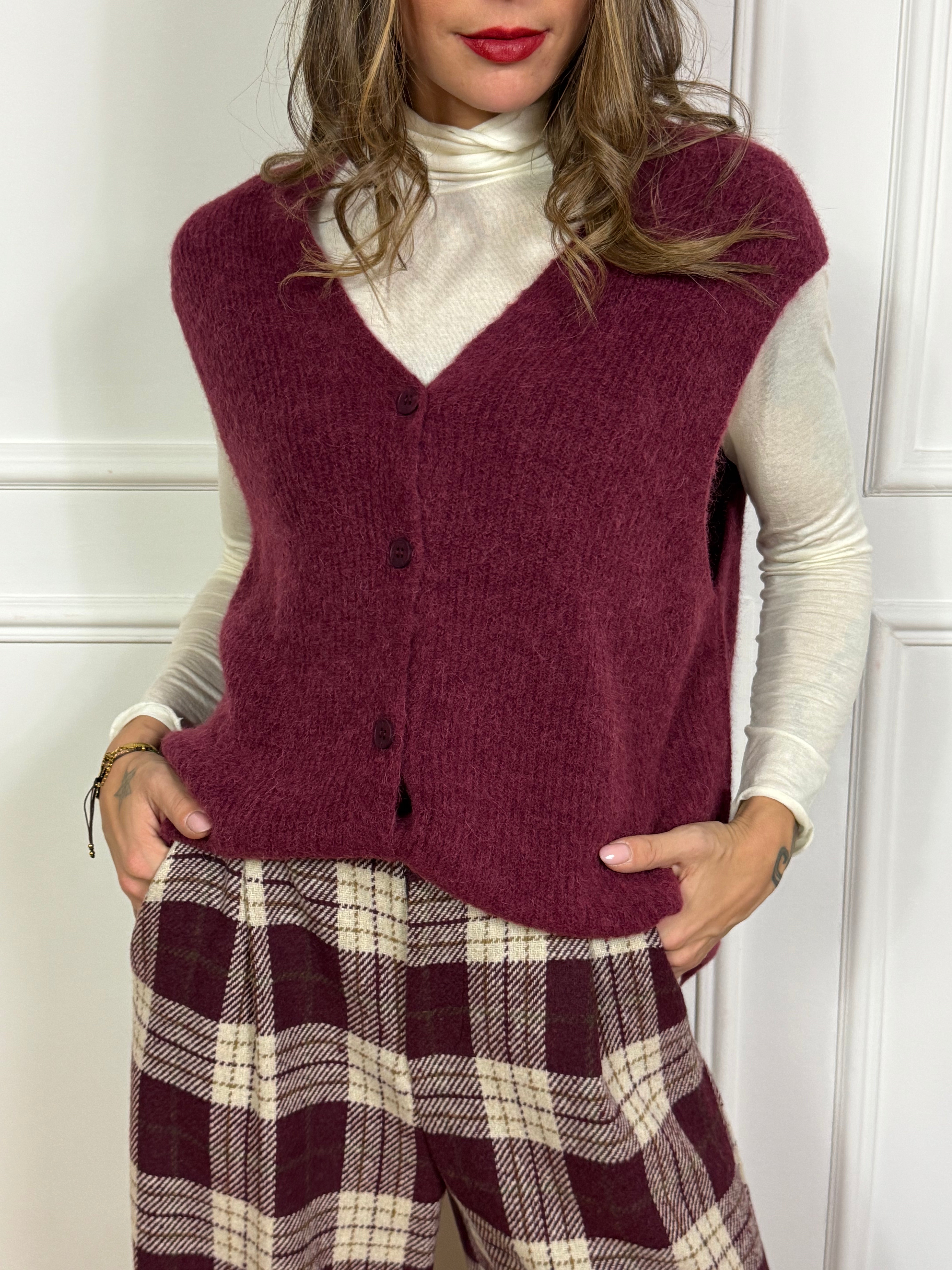 Gilet misto lana con bottoni Victoria ILMH OVER