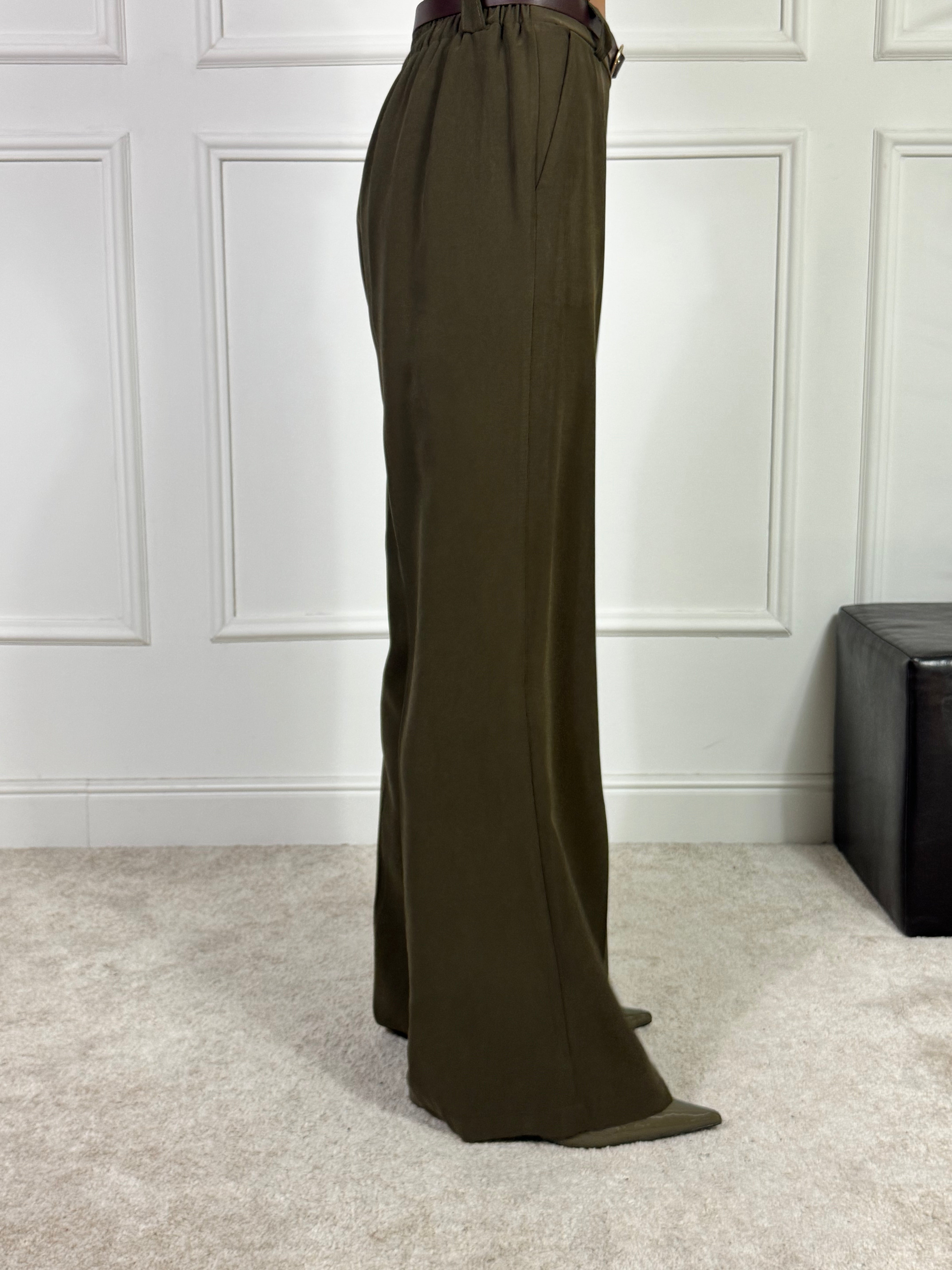 Pantalone ampio dritto MISTO VISCOSA Victoria ILMH con cintura liscia