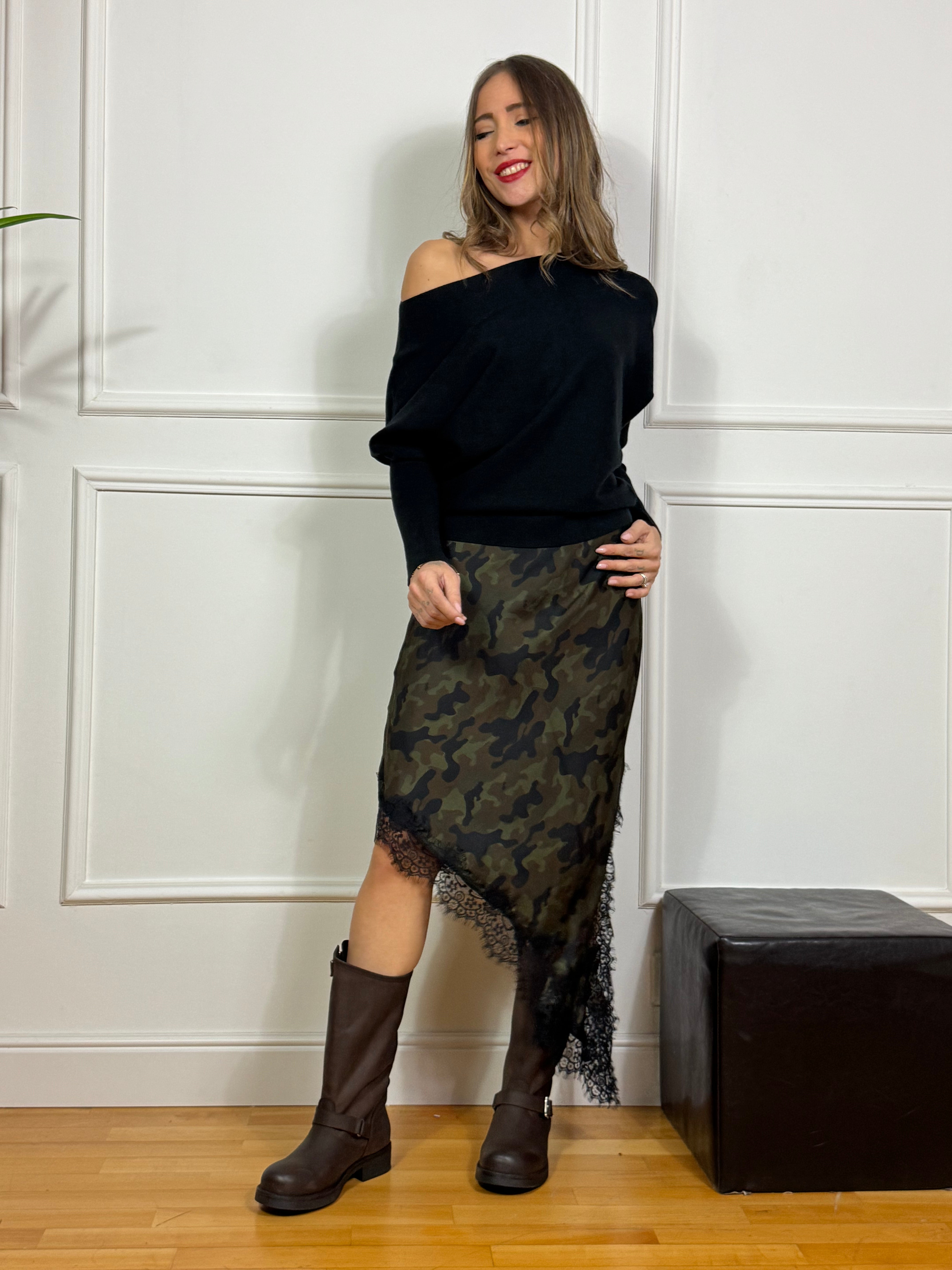 Gonna asimmetrica in raso Victoria ILMH fantasia militare