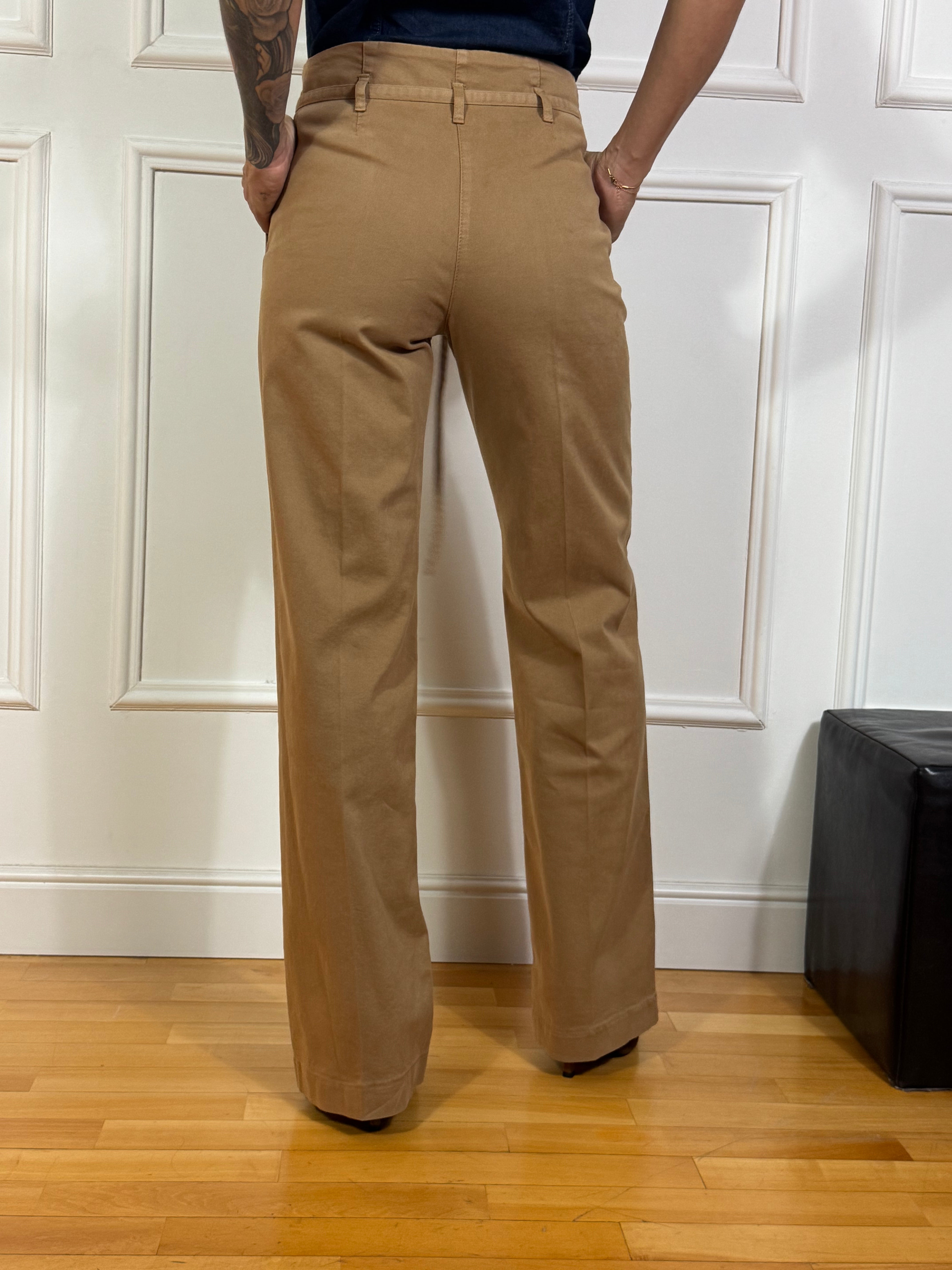 Pantalone in cotone Manila Grace wide leg con cinturina