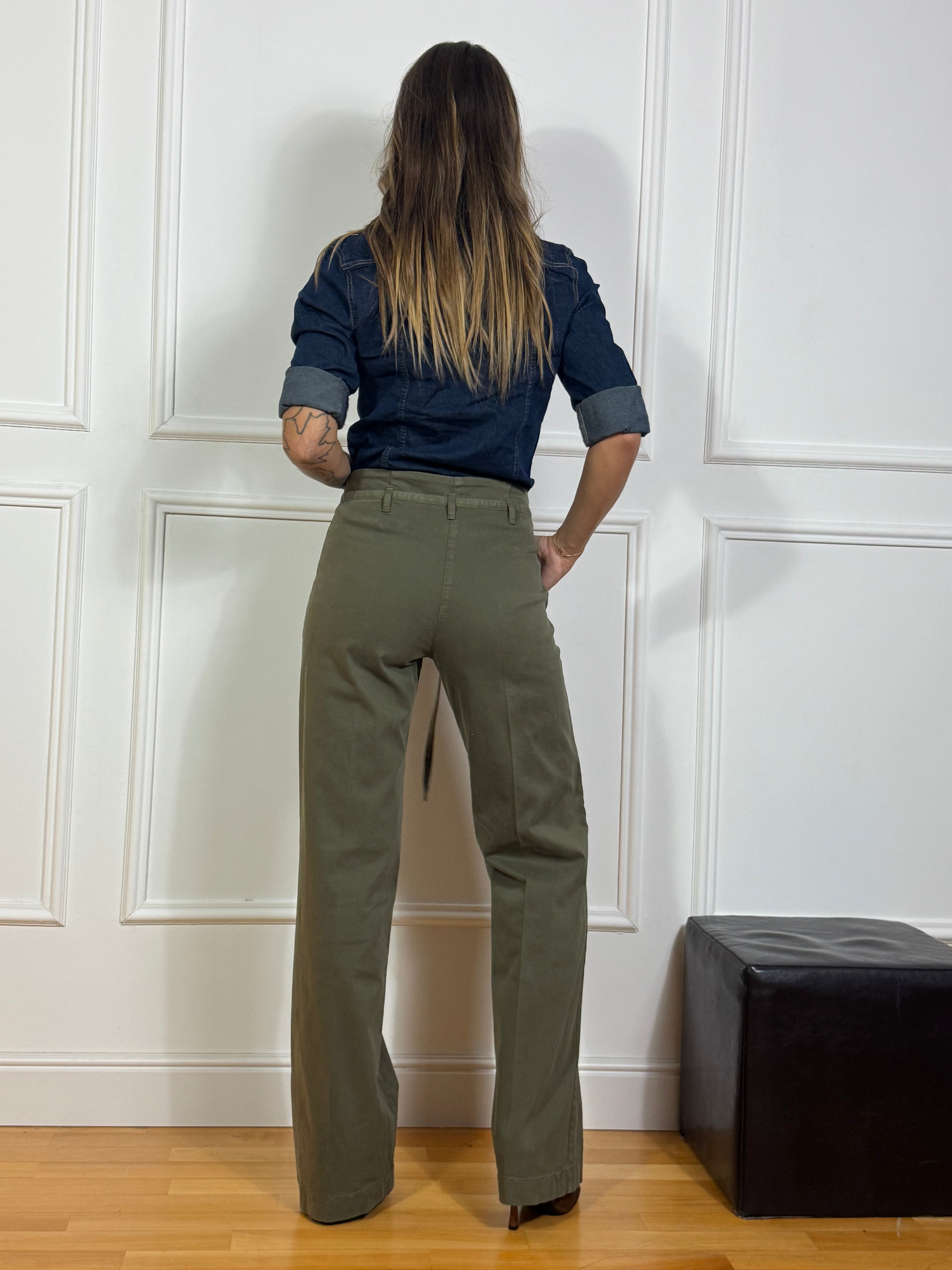 Pantalone in cotone Manila Grace wide leg con cinturina