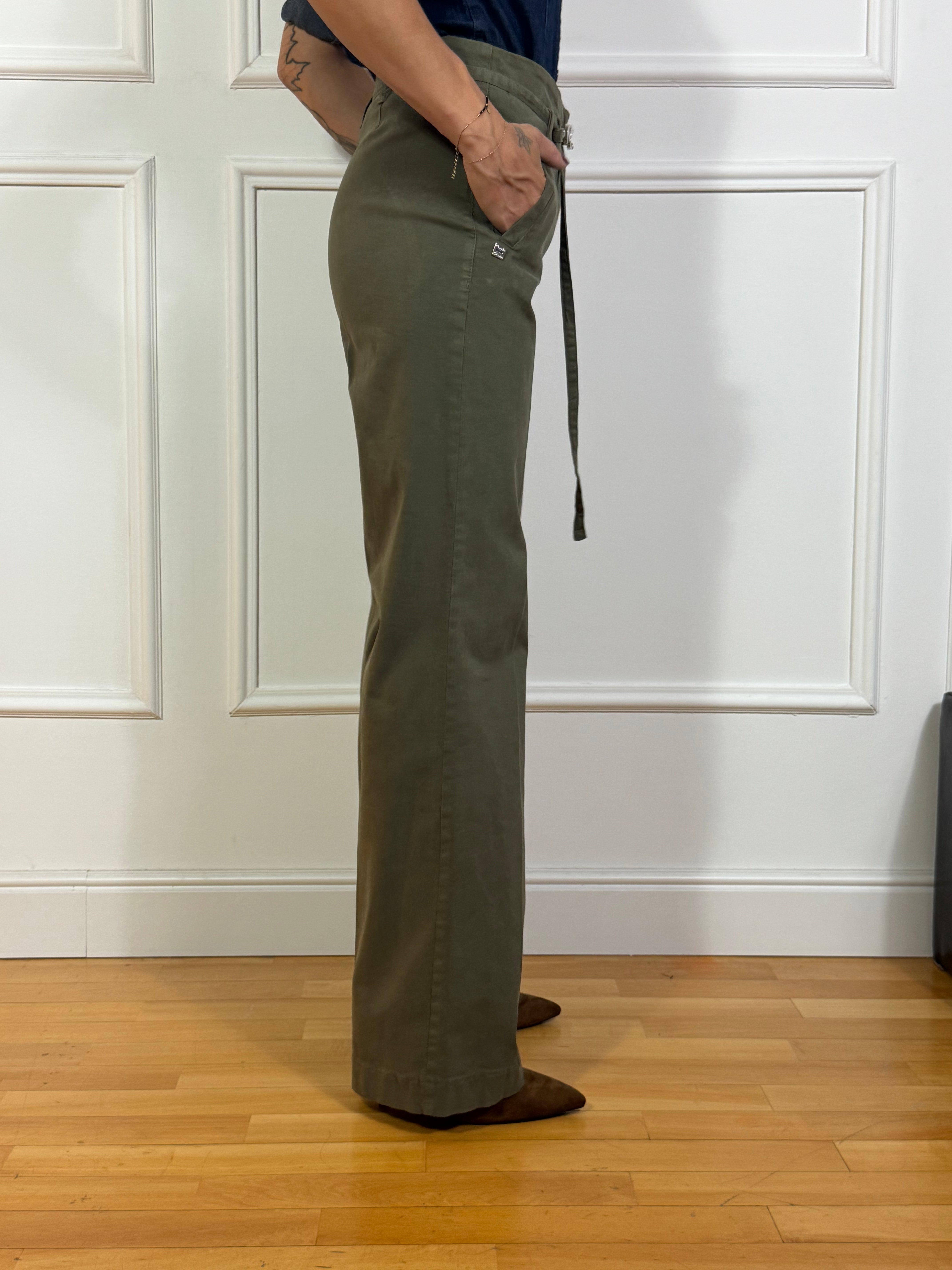 Pantalone in cotone Manila Grace wide leg con cinturina