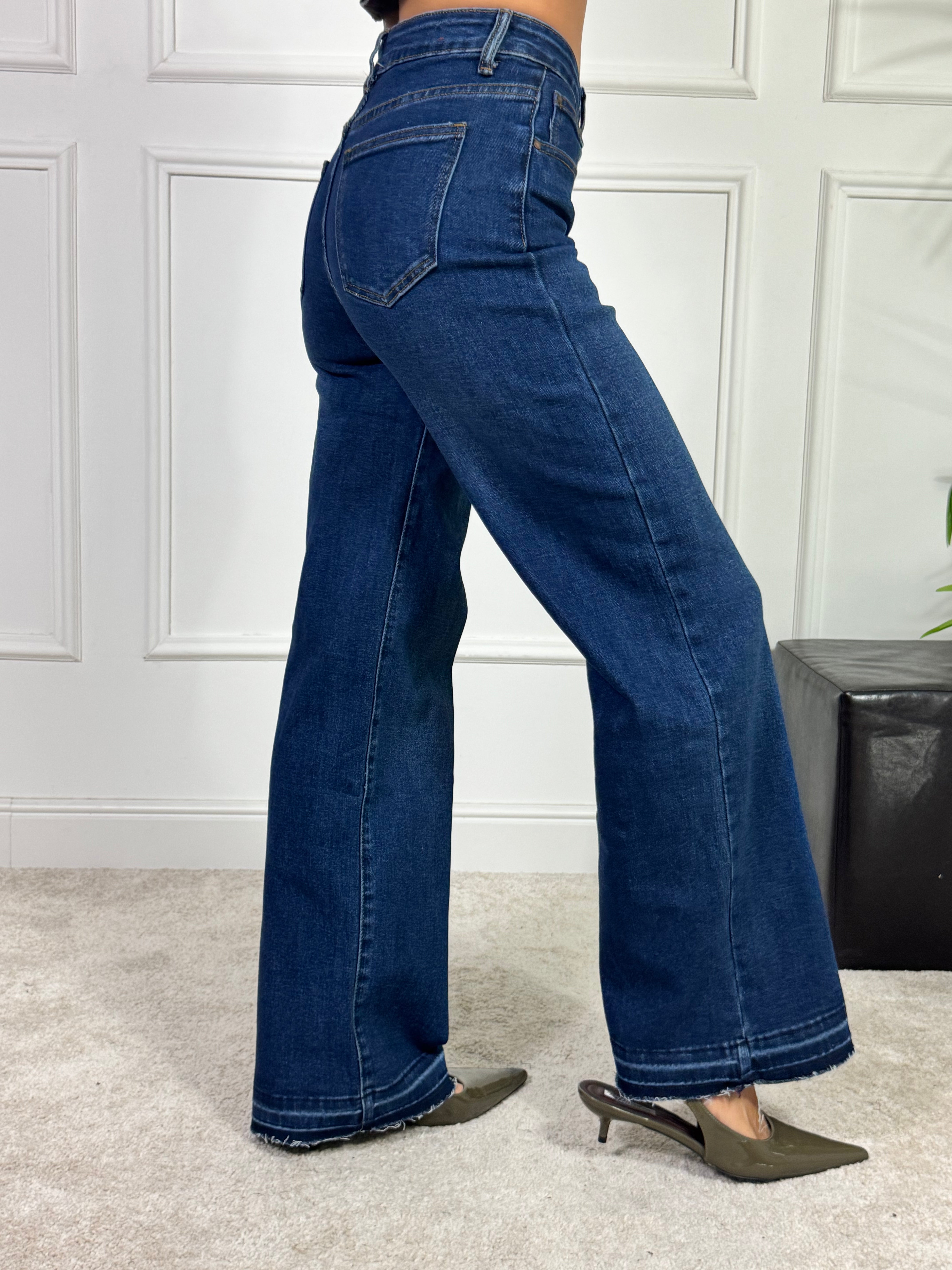 Jeans Kikisix DRITTO TAGLIO VIVO ORLO - BLU MEDIO