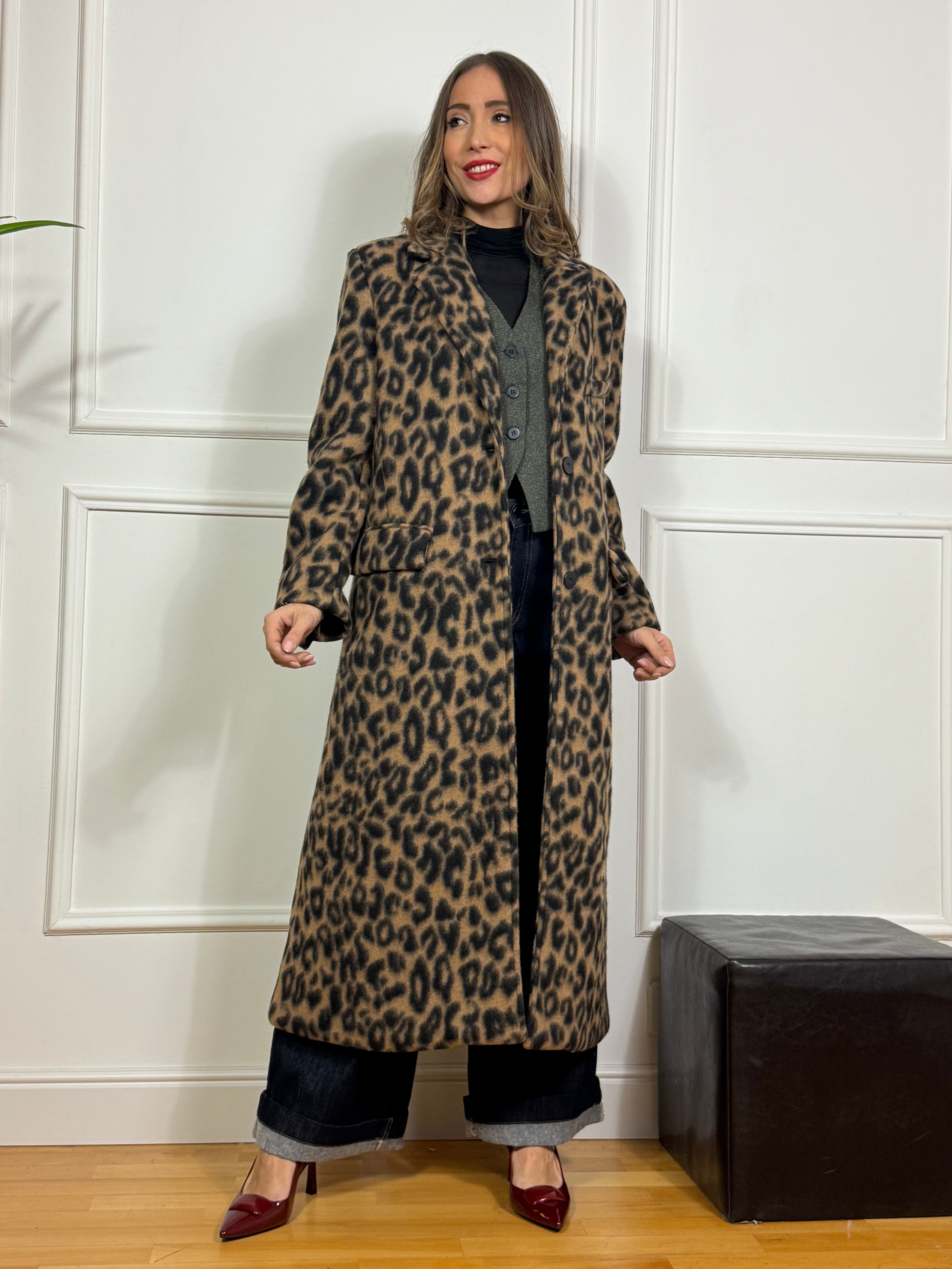 Cappotto OVER Victoria ILMH LEOPARDATO