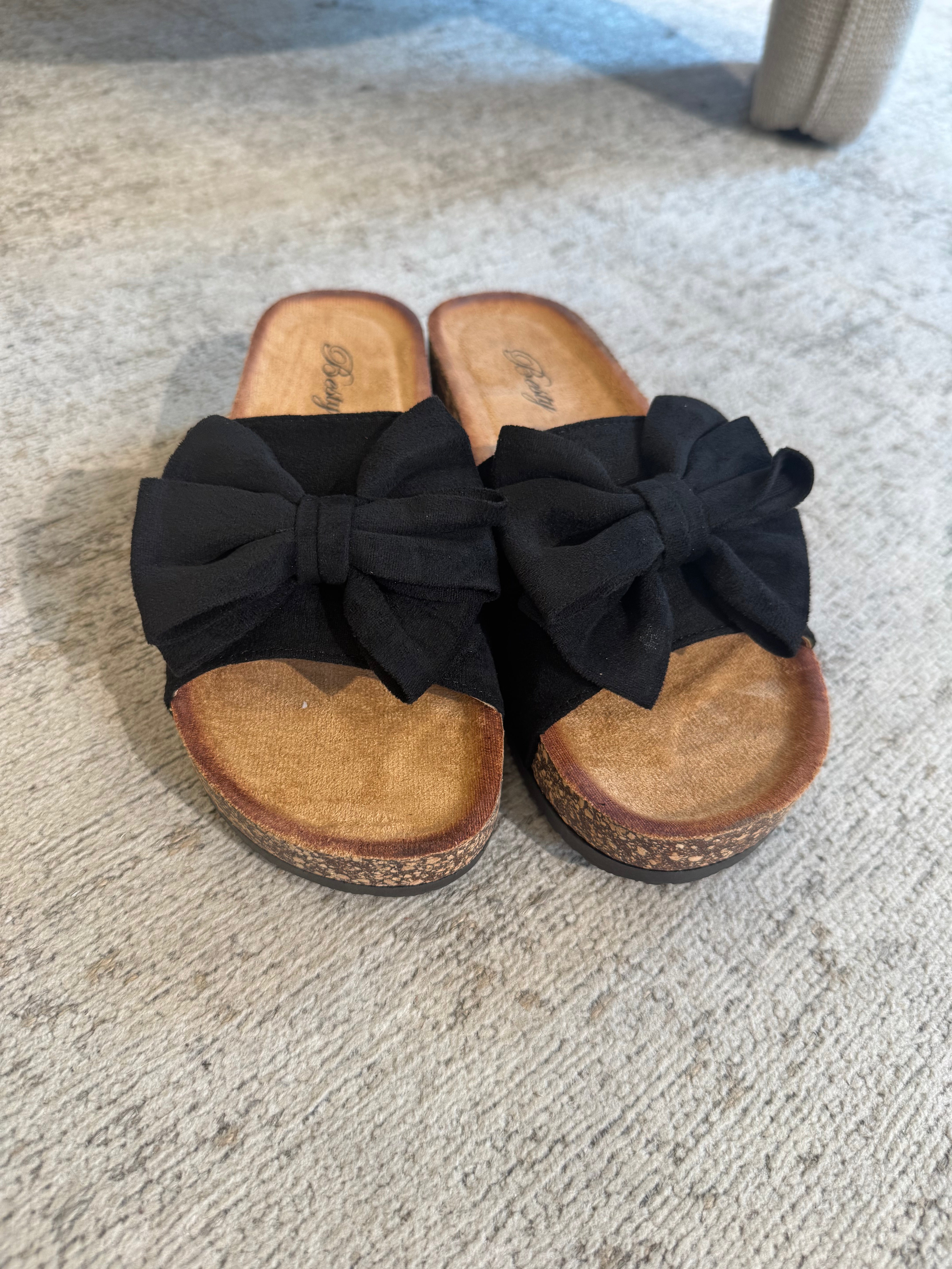 Ciabatta platform con fiocco scamosciato