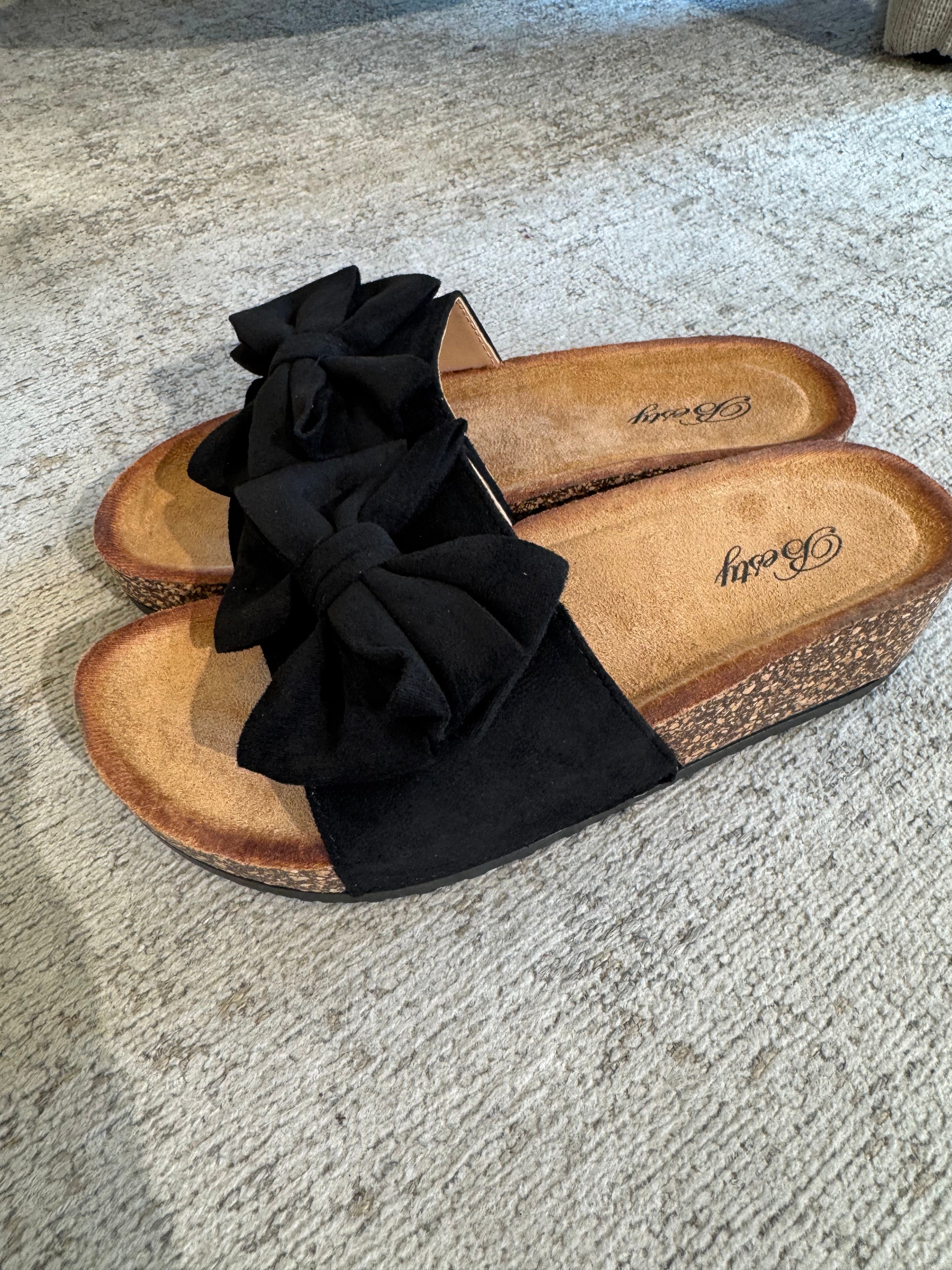 Ciabatta platform con fiocco scamosciato