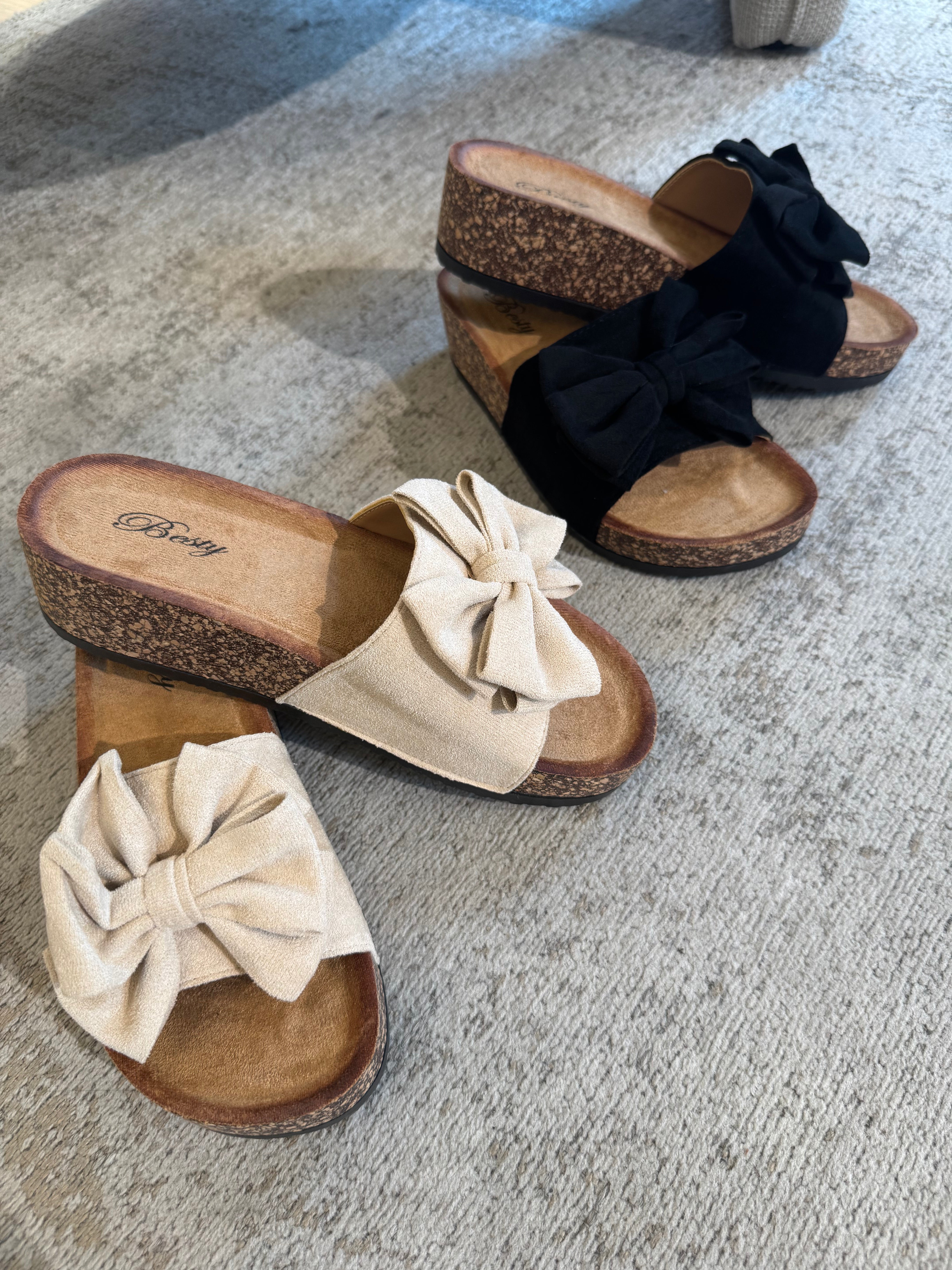 Ciabatta platform con fiocco scamosciato
