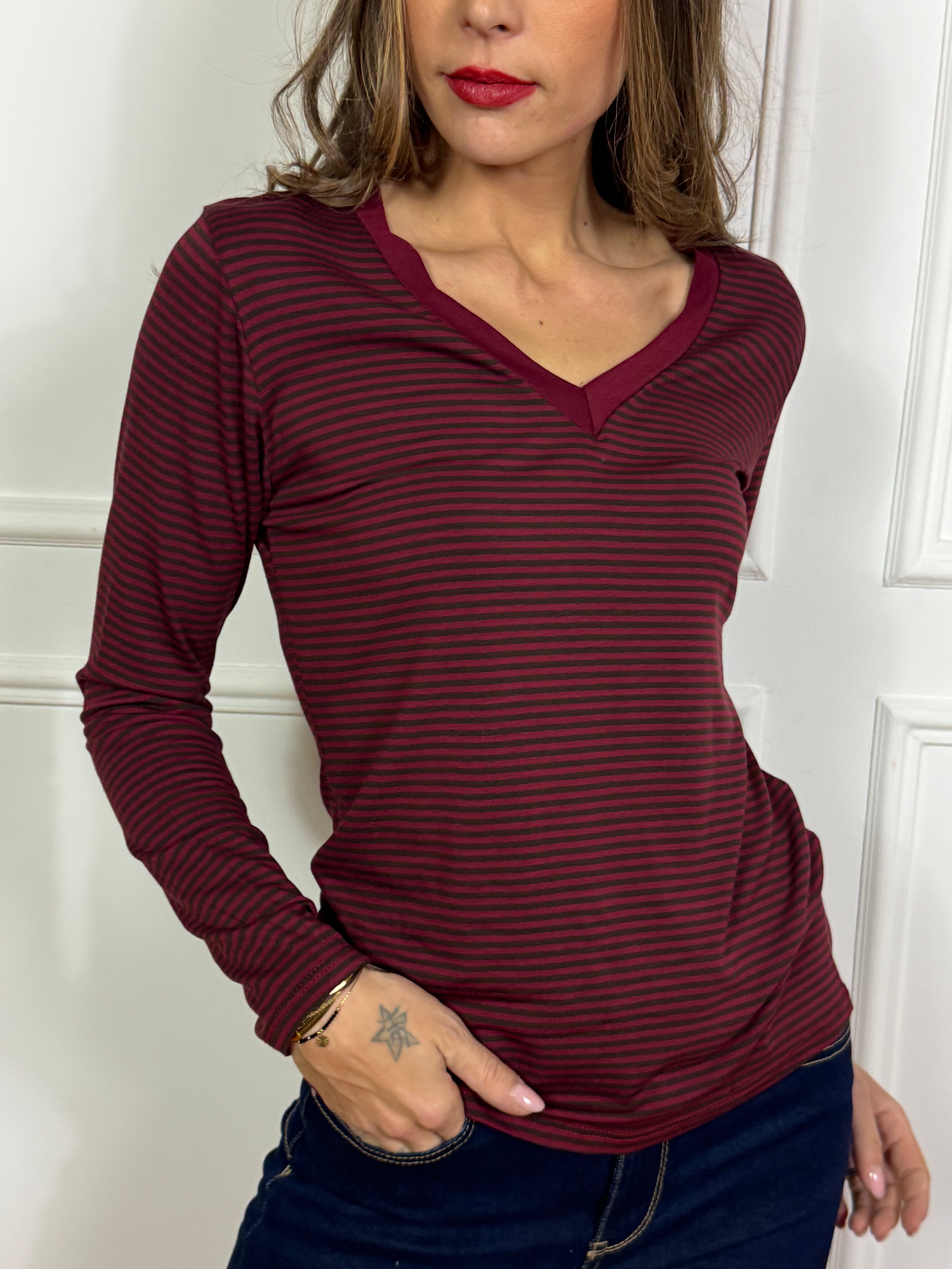 Maglia Victoria ILMH righine - scollo V