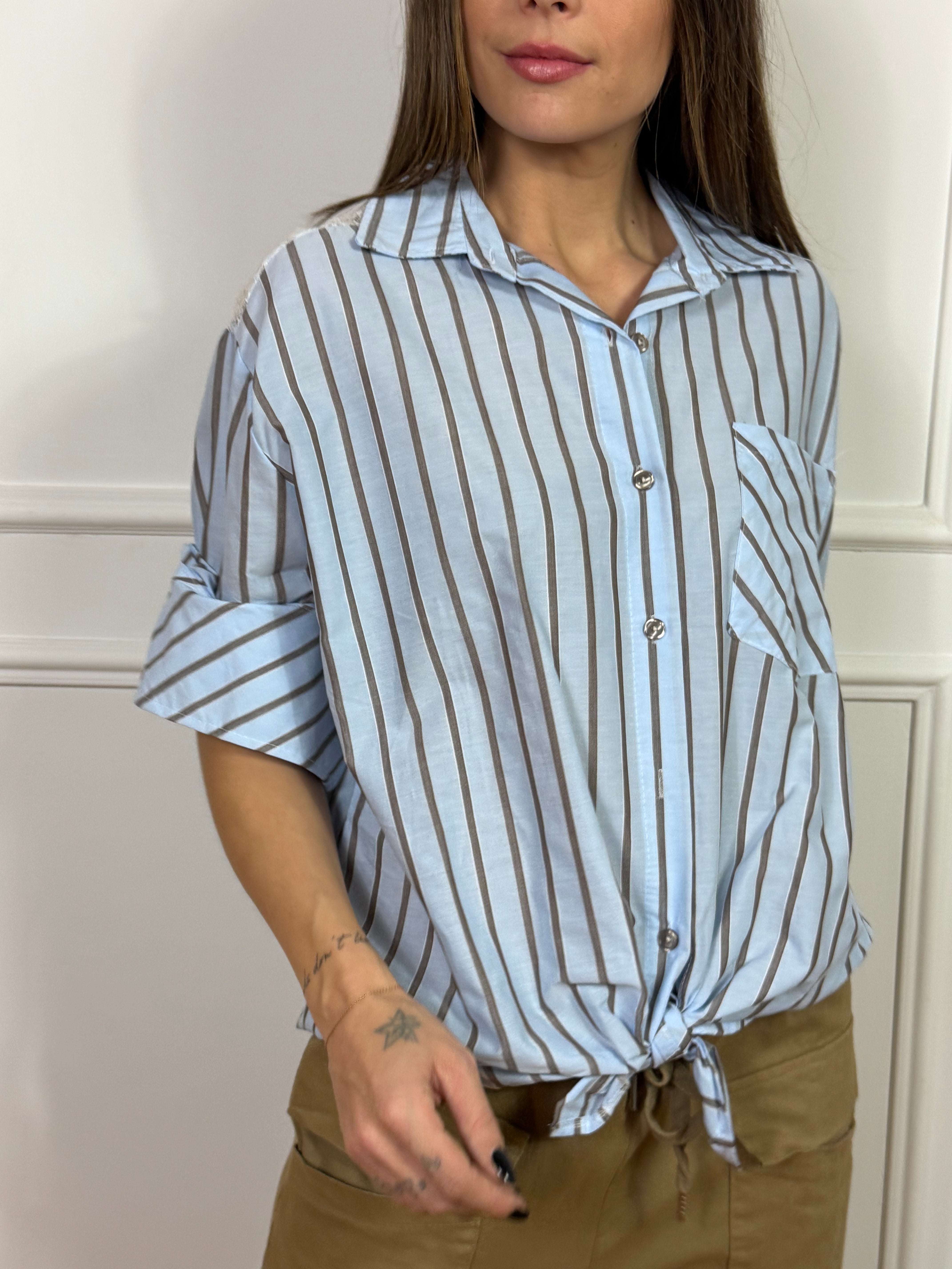Camicia  rigata con pizzo VICTORIA  ILMH