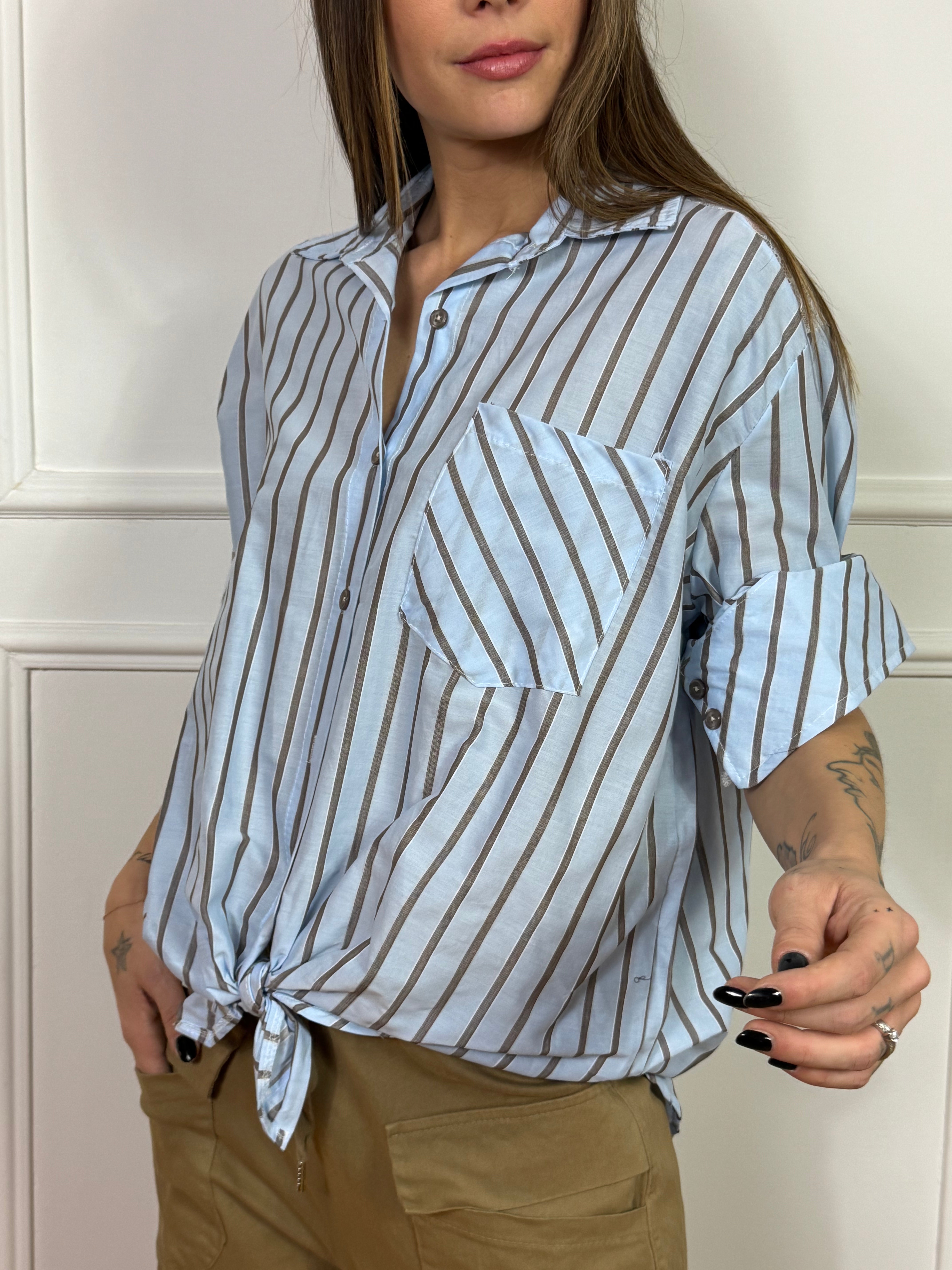 Camicia  rigata con pizzo VICTORIA  ILMH