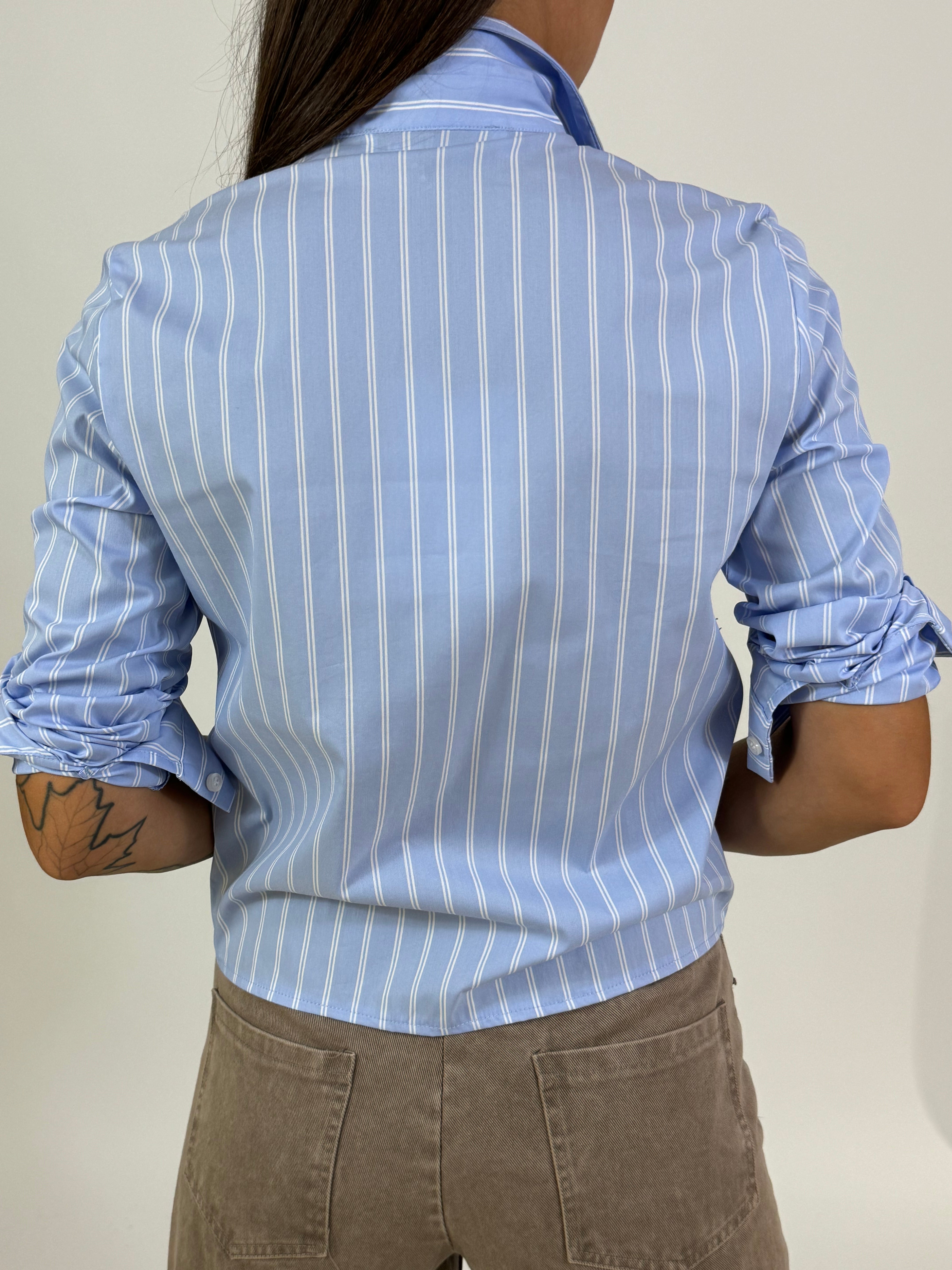 Camicia Have One a righine applicazione pizzo davanti