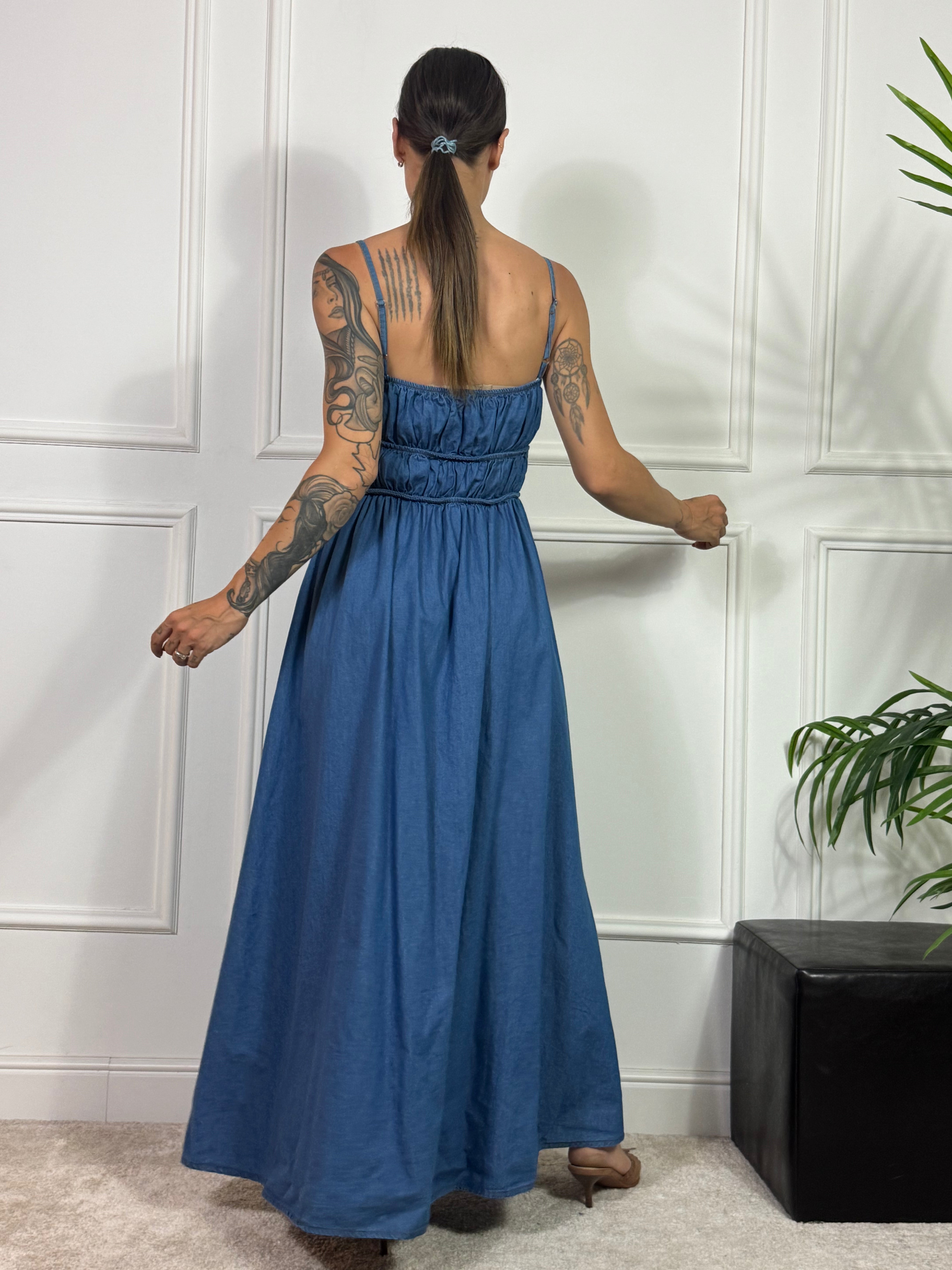 Abito lungo CHAMBRAY Victoria ILMH SPALLINI BUSTO ELASTICO