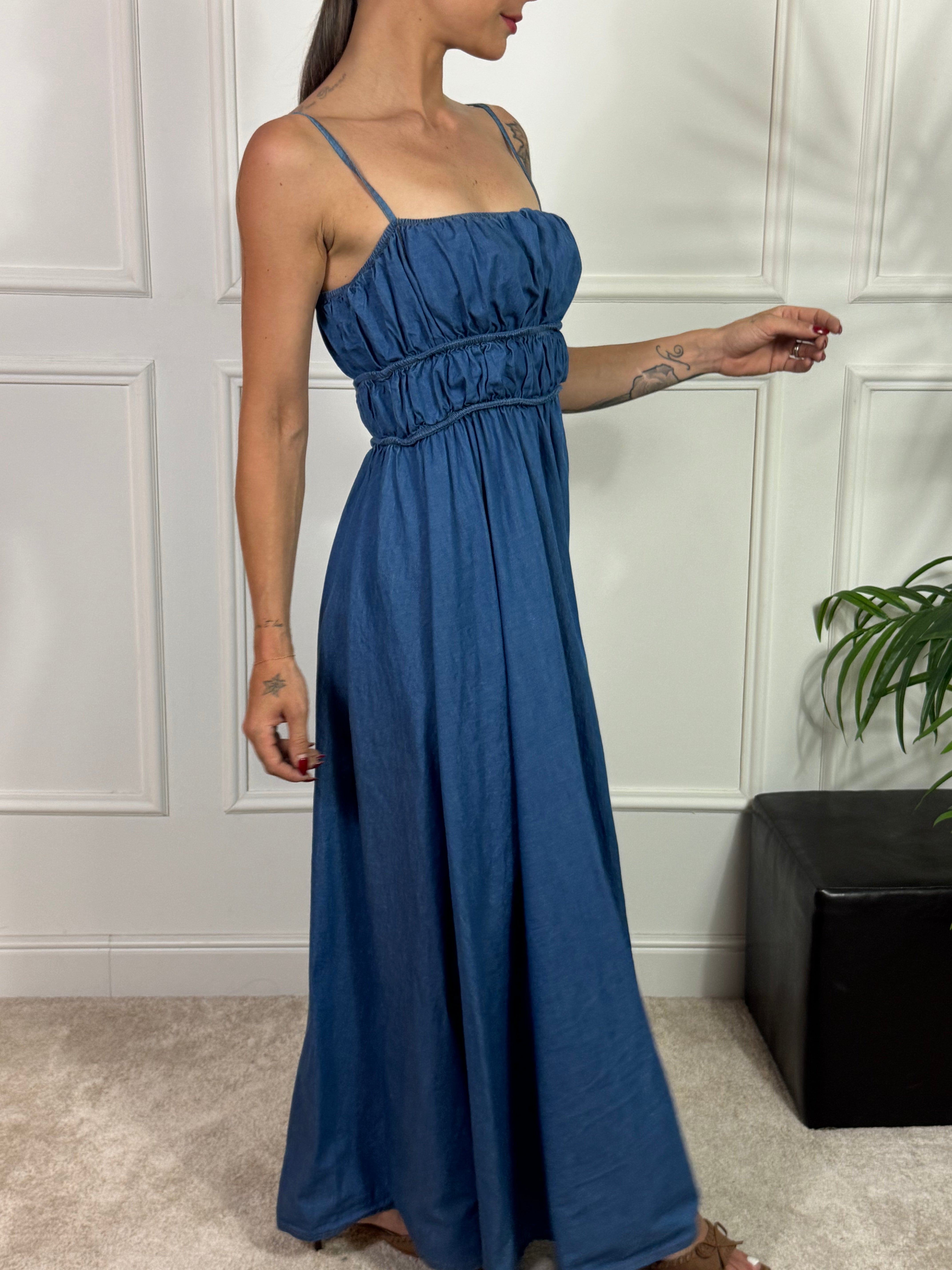 Abito lungo CHAMBRAY Victoria ILMH SPALLINI BUSTO ELASTICO