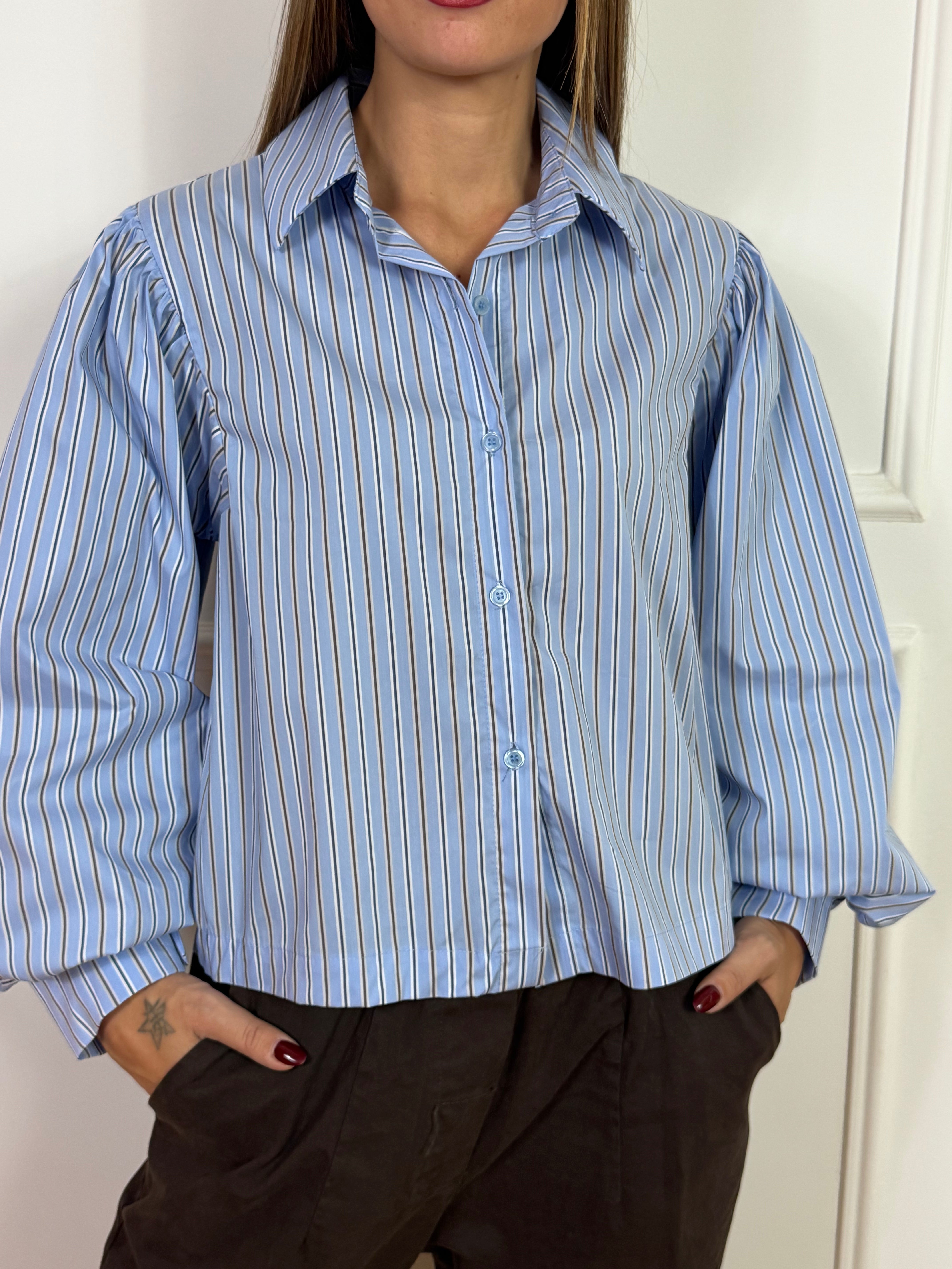 Camicia a scatoletta Victoria ILMH OXFORD RIGHE CON MANICA PITTORE