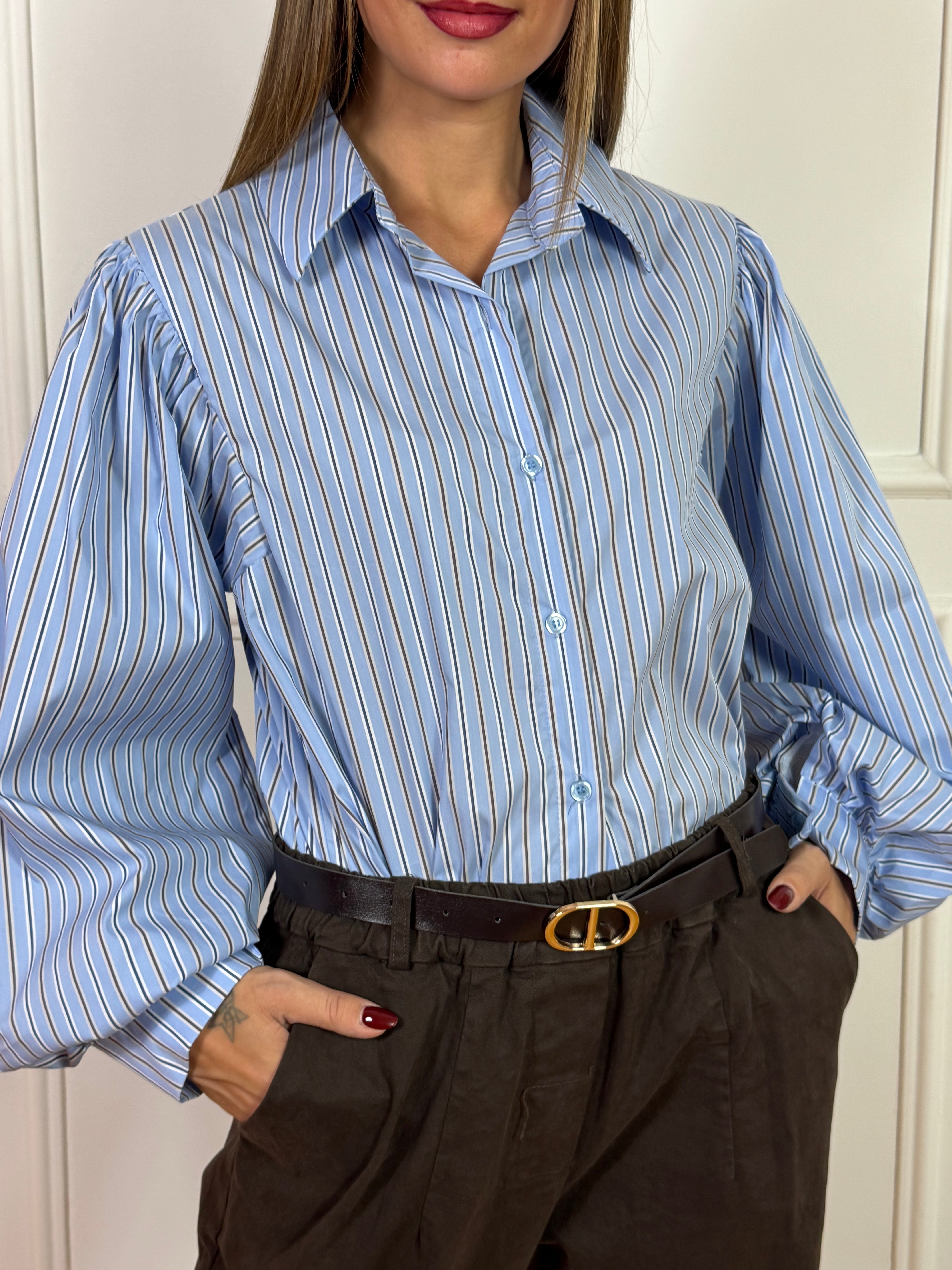 Camicia a scatoletta Victoria ILMH OXFORD RIGHE CON MANICA PITTORE
