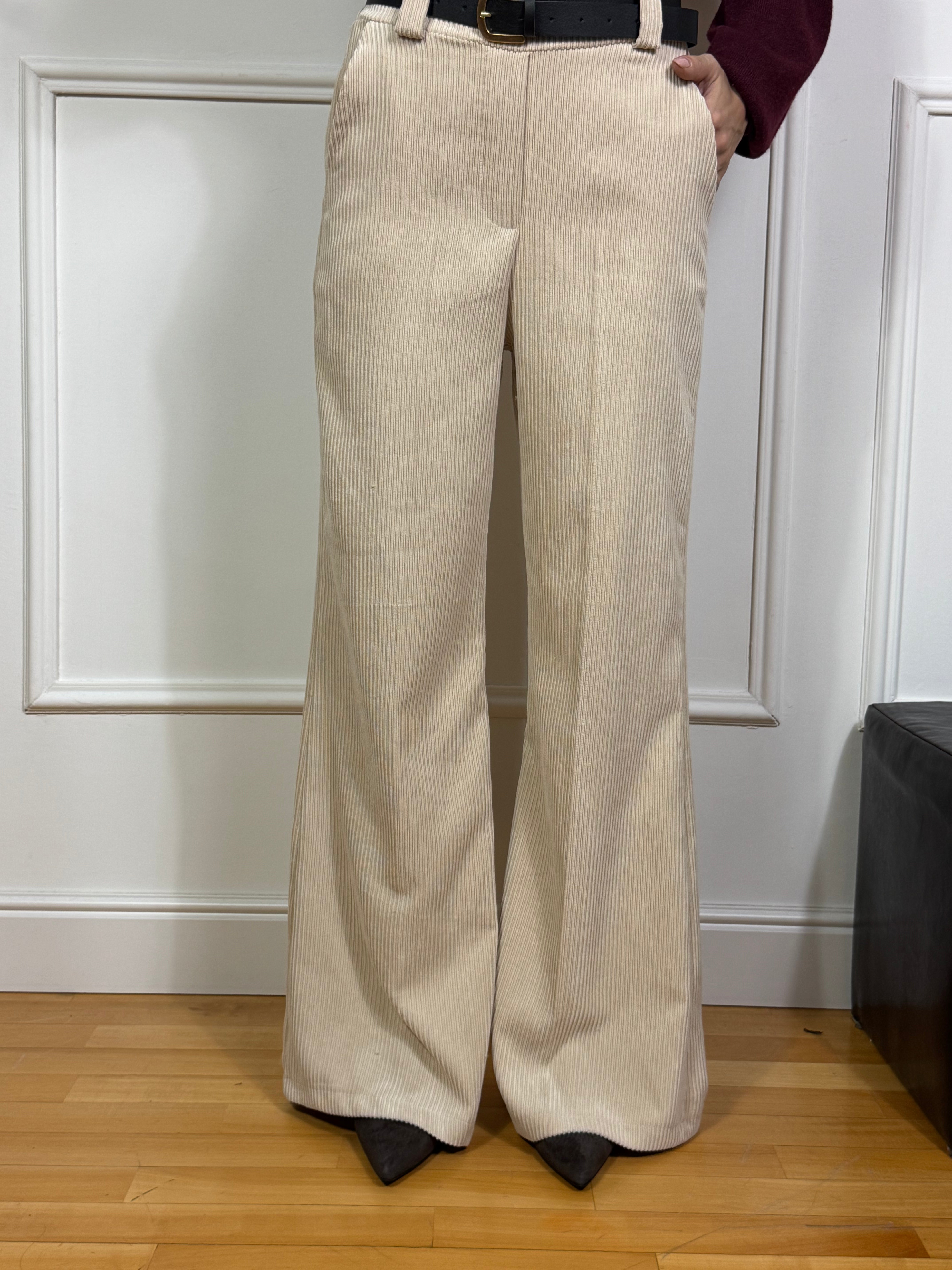Pantalone Susy Mix PALAZZO IN VELLUTO A COSTE con cintura