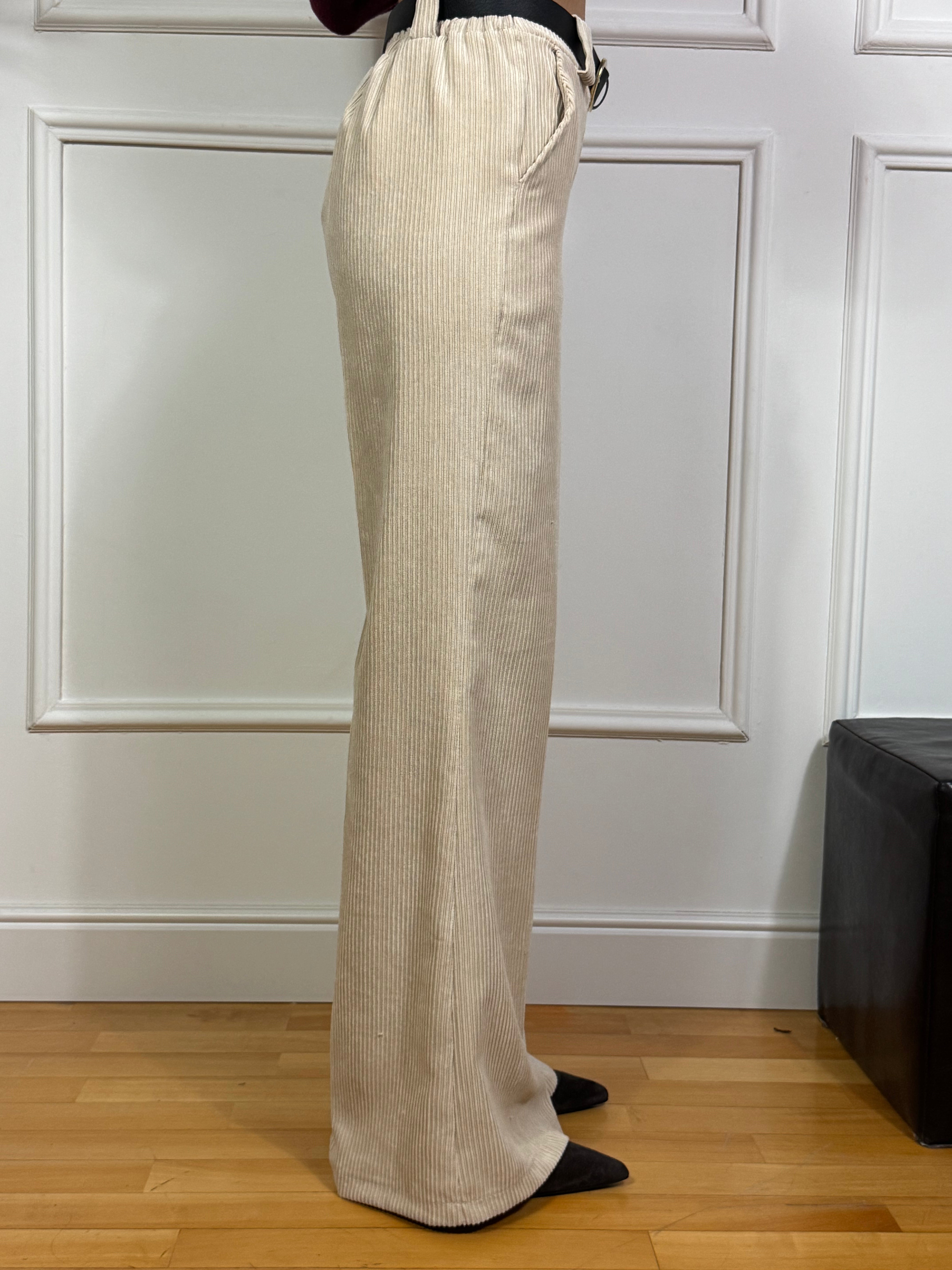 Pantalone Susy Mix PALAZZO IN VELLUTO A COSTE con cintura