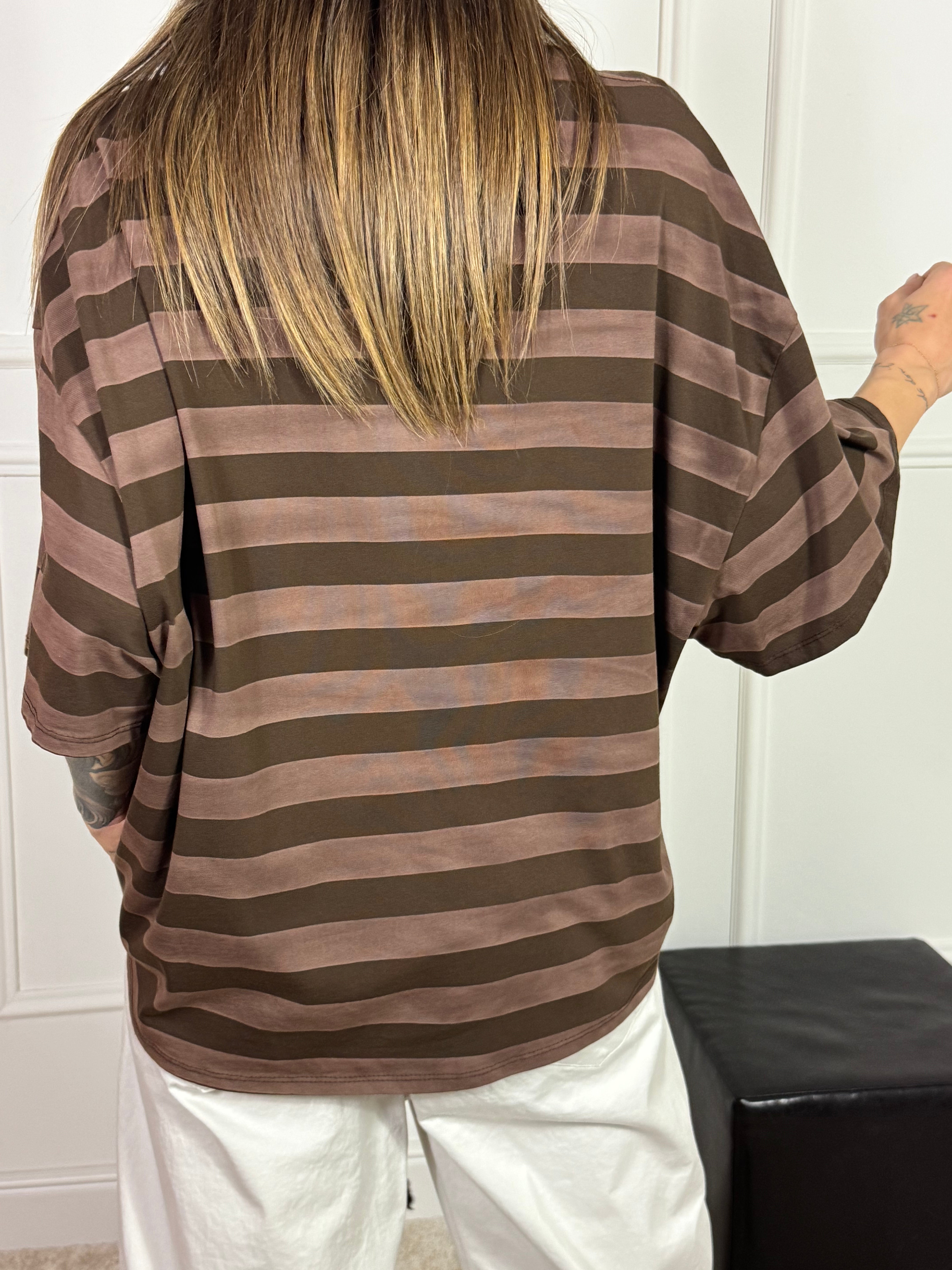 Maglia t-shirt oversize Victoria ILMH RIGHE GROSSE