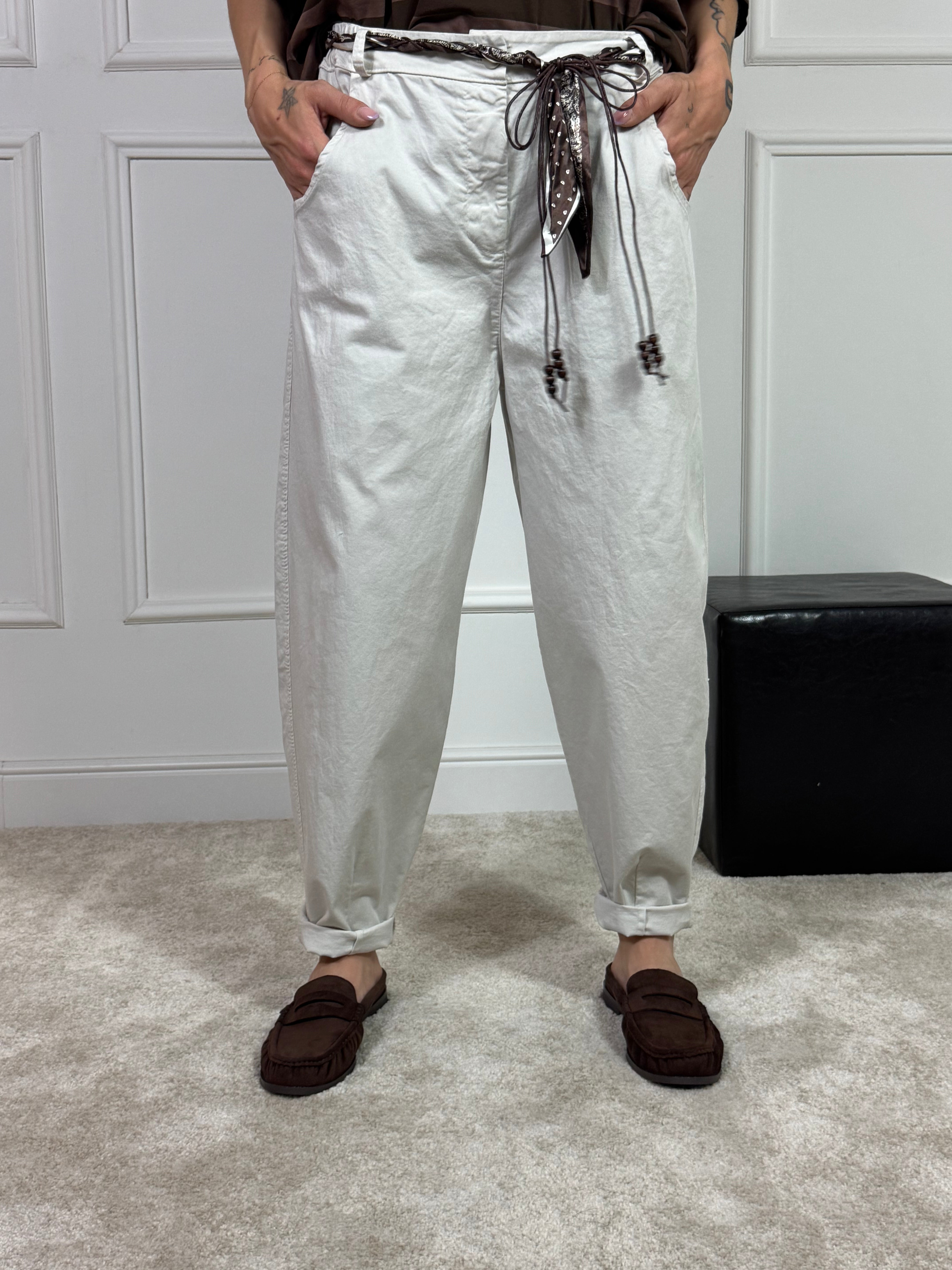 Pantalone in cotone a carota Victoria ILMH cintura bandana
