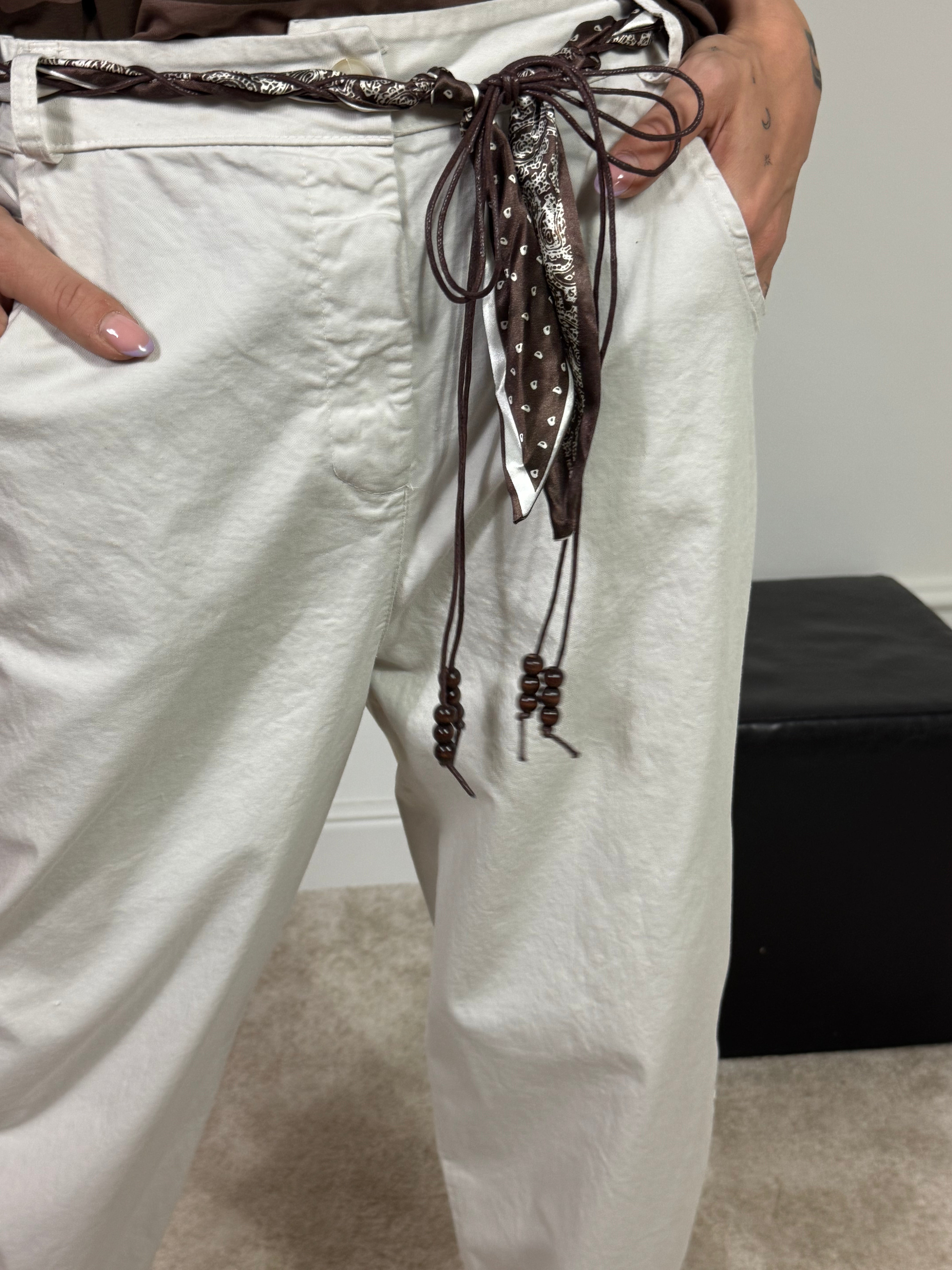 Pantalone in cotone a carota Victoria ILMH cintura bandana