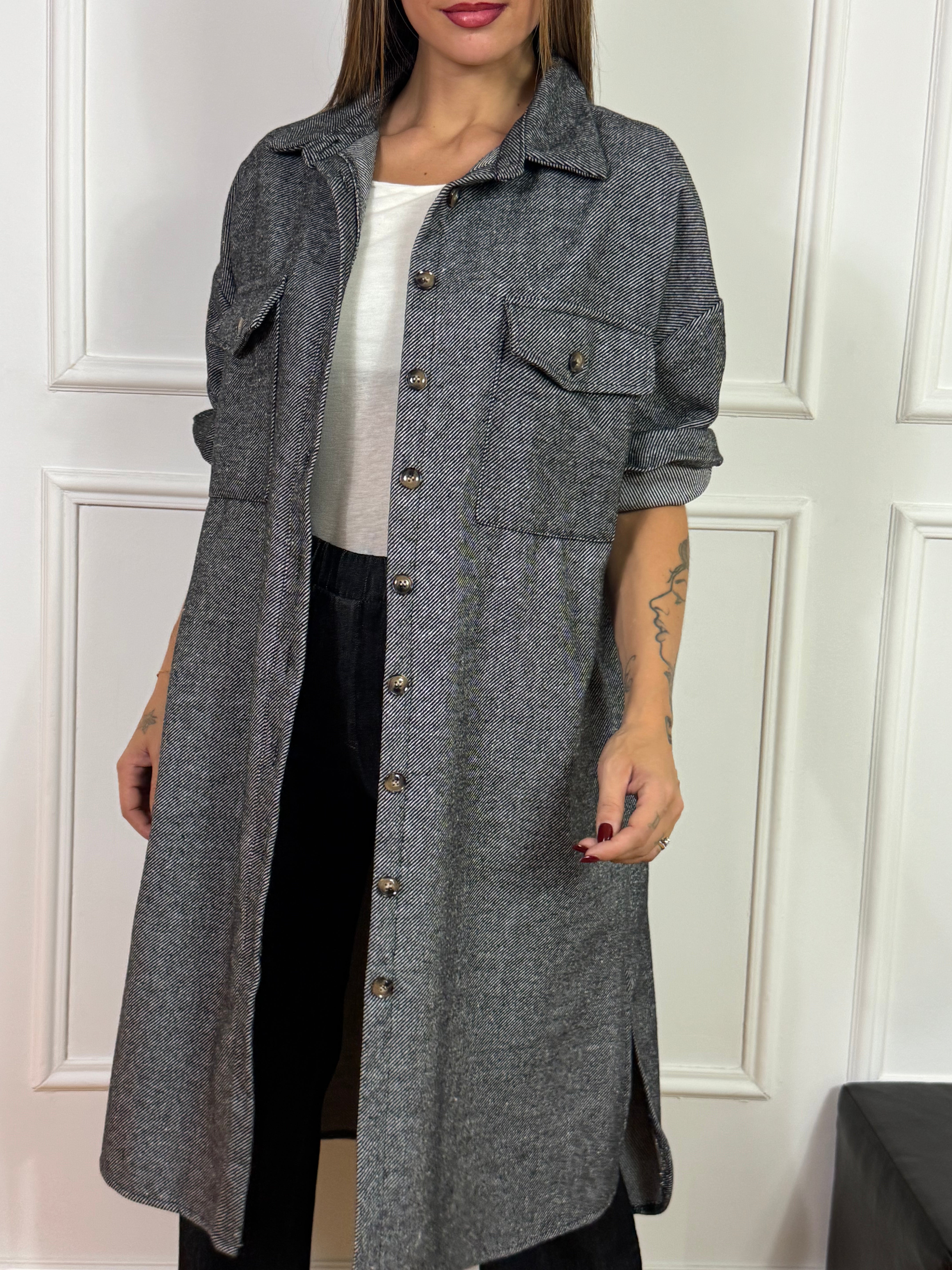 Cappotto over con taschini Victoria ILMH lavorazione spinata