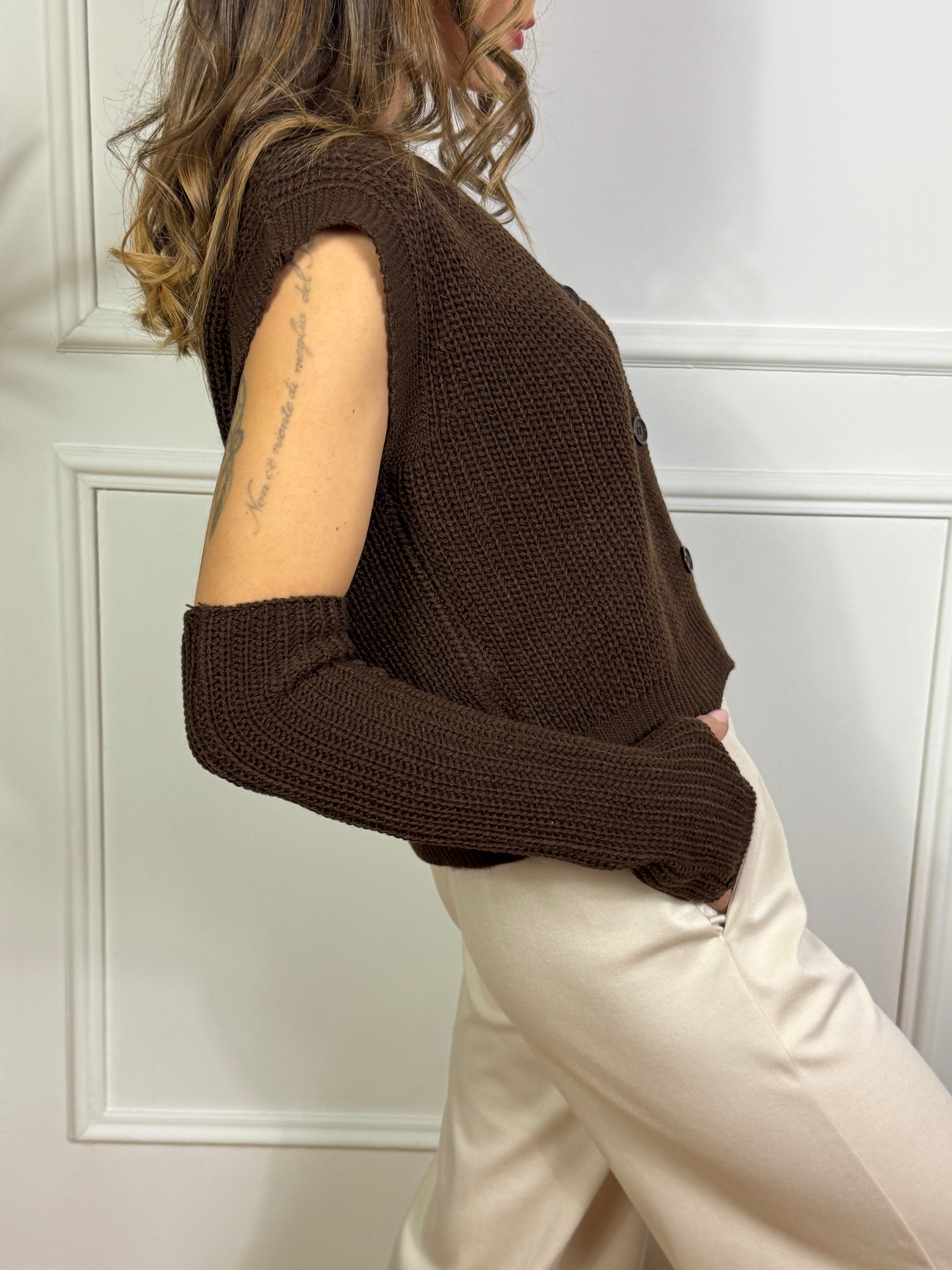Gilet in maglia SUSY MIX con bottoni e manicotti