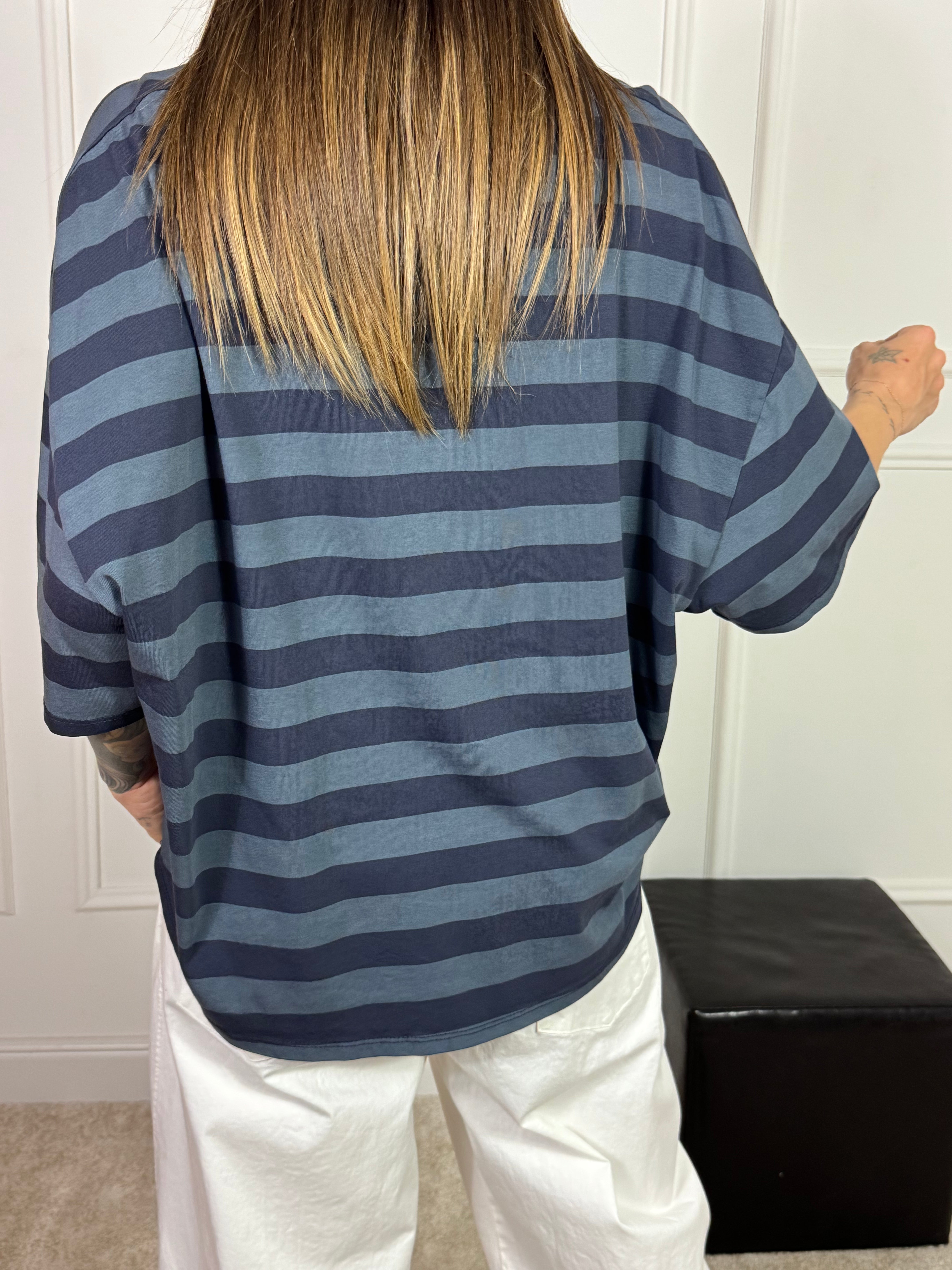 Maglia t-shirt oversize Victoria ILMH RIGHE GROSSE