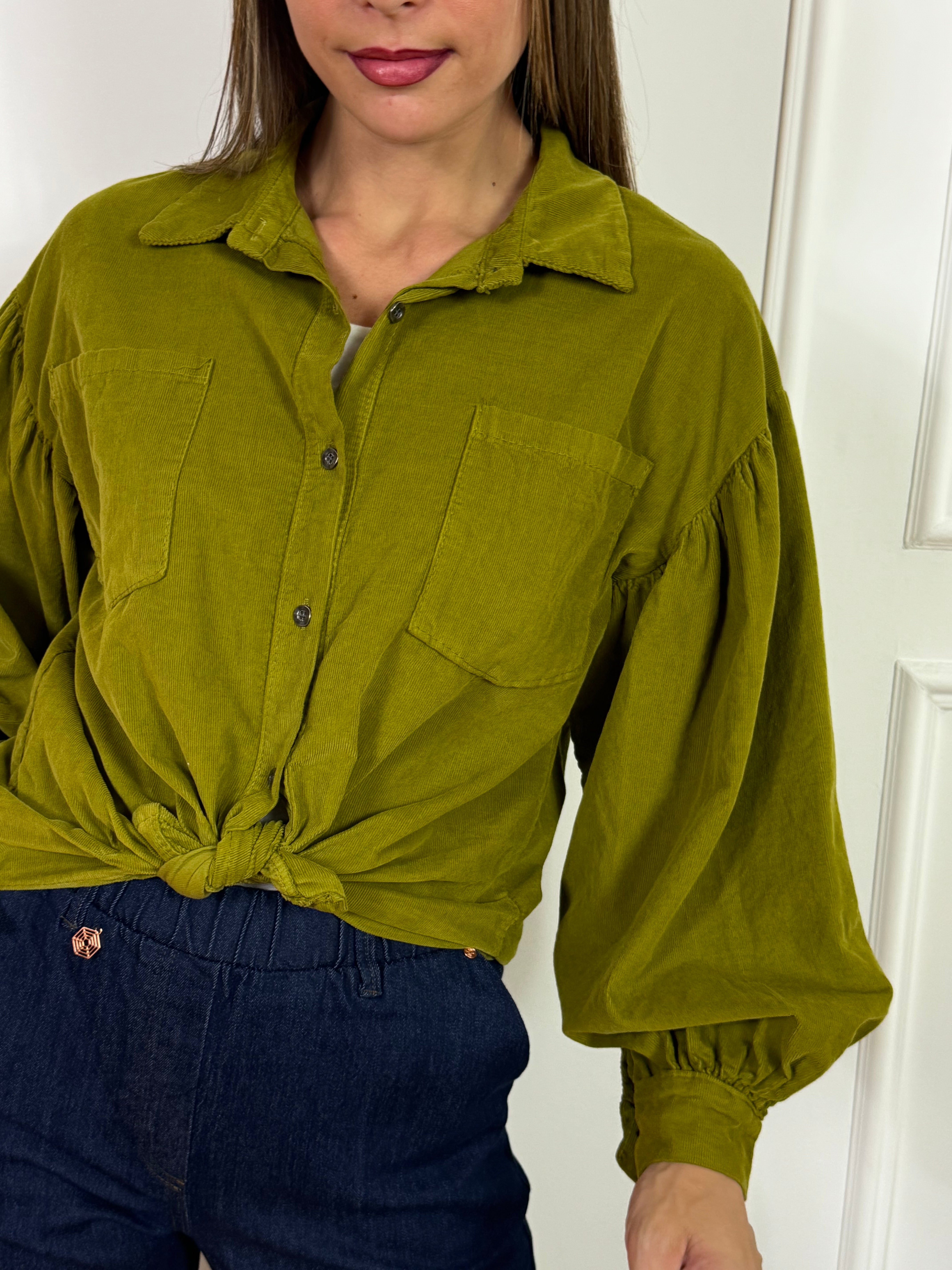 Camicia ampia Victoria ILMH in vellutino con nodo