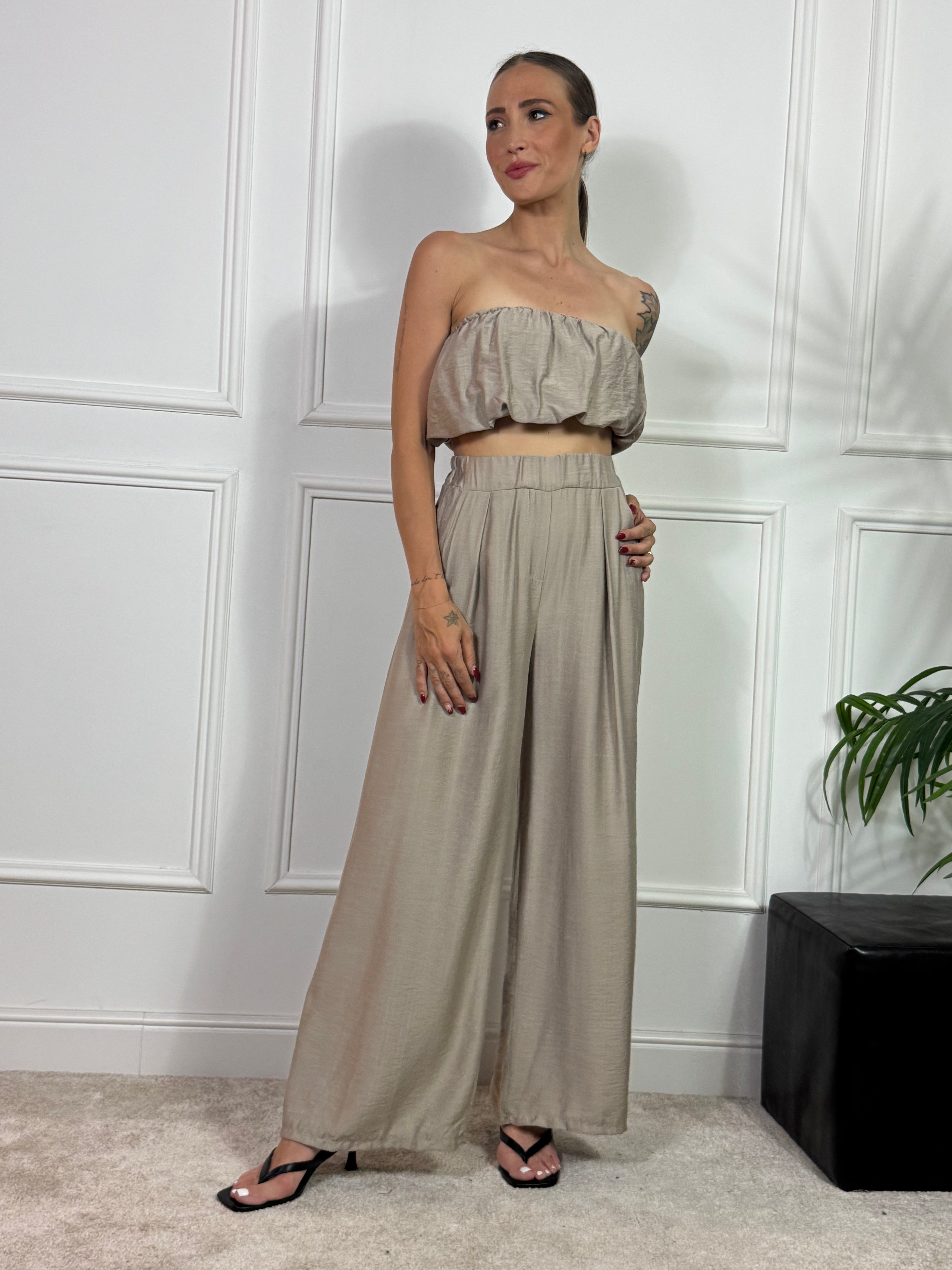 Completo Victoria ILMH TOP A FASCIA + PANTALONE PALAZZO