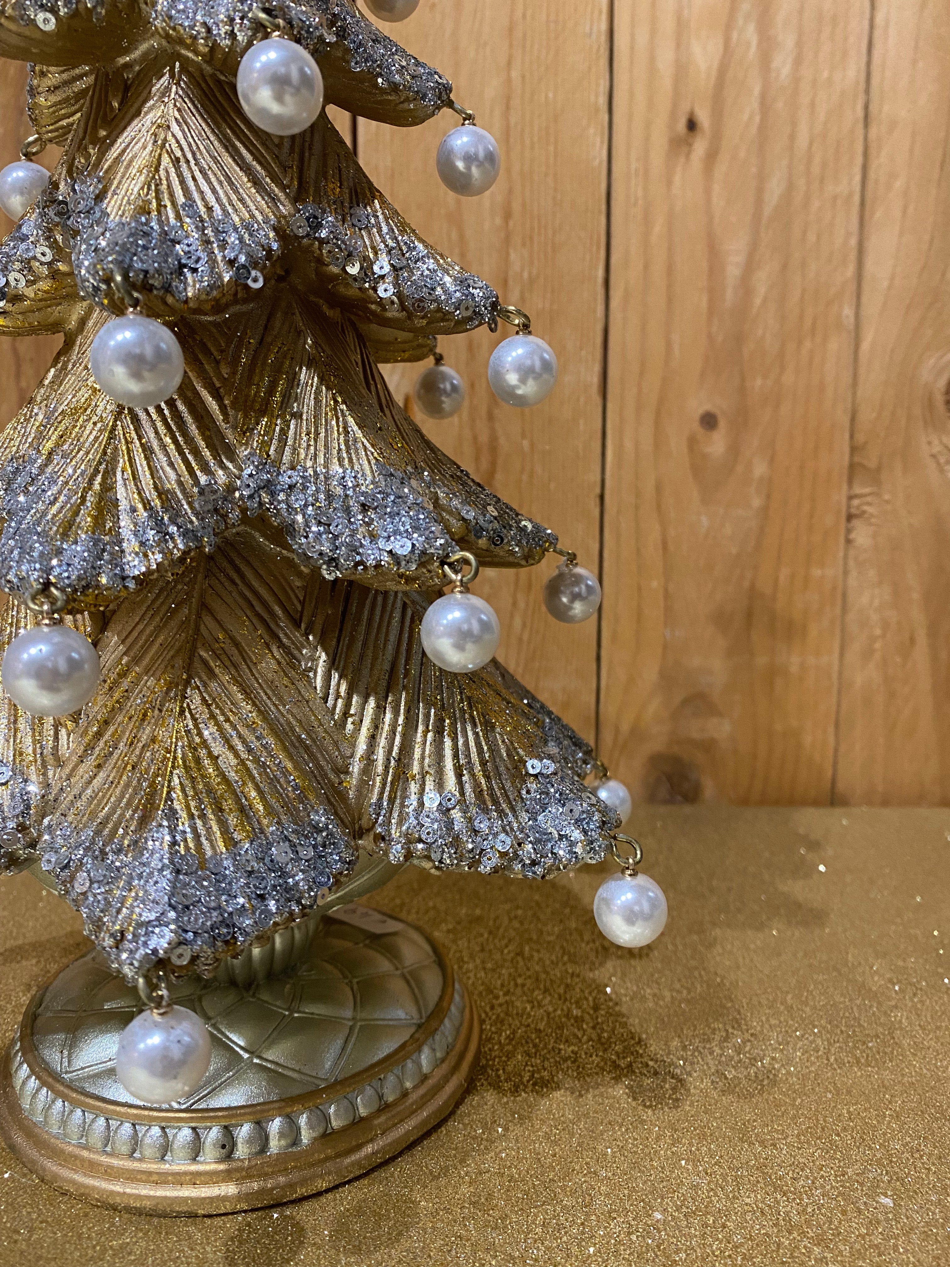 Albero con perle e brillantini