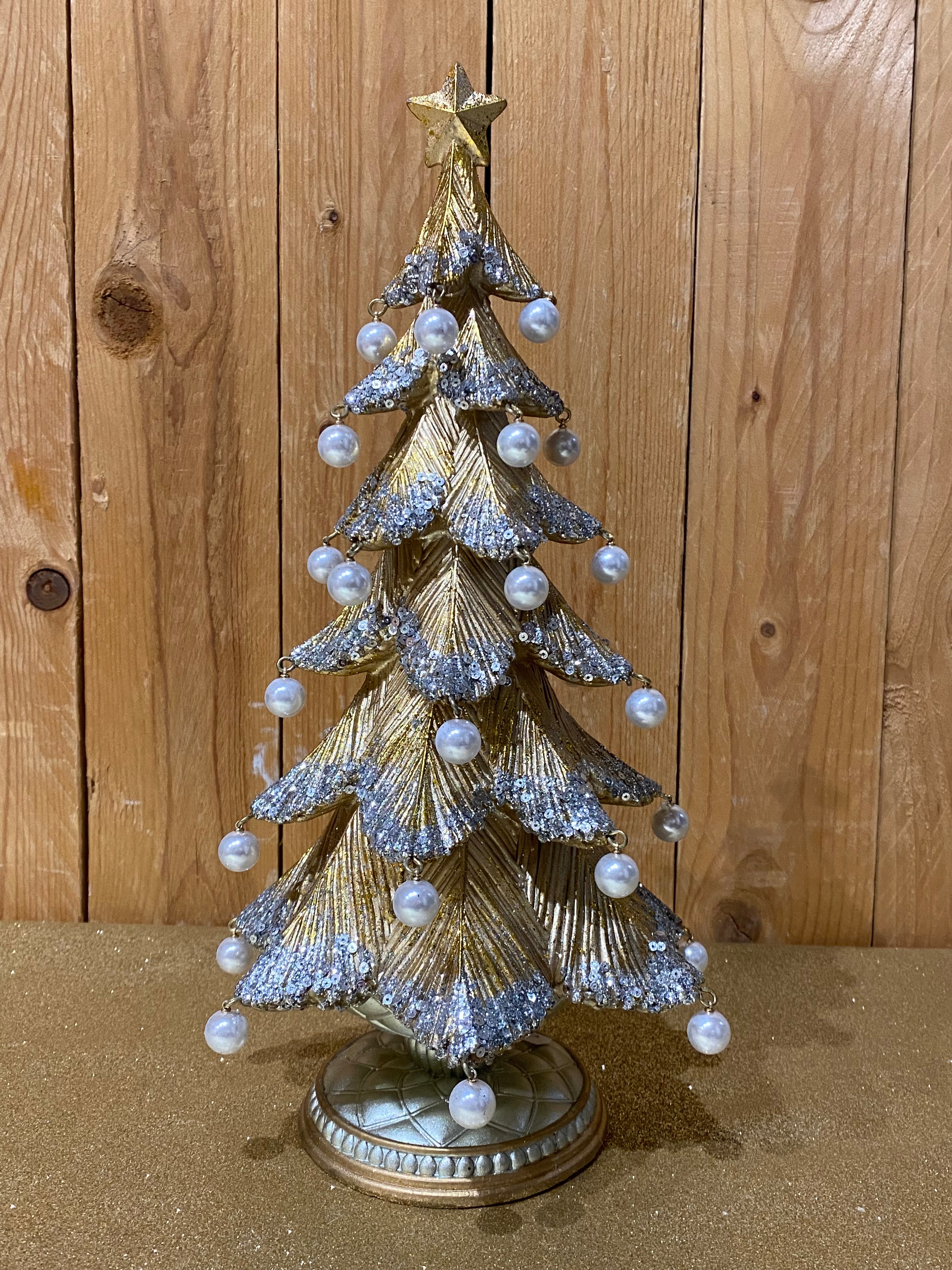 Albero con perle e brillantini