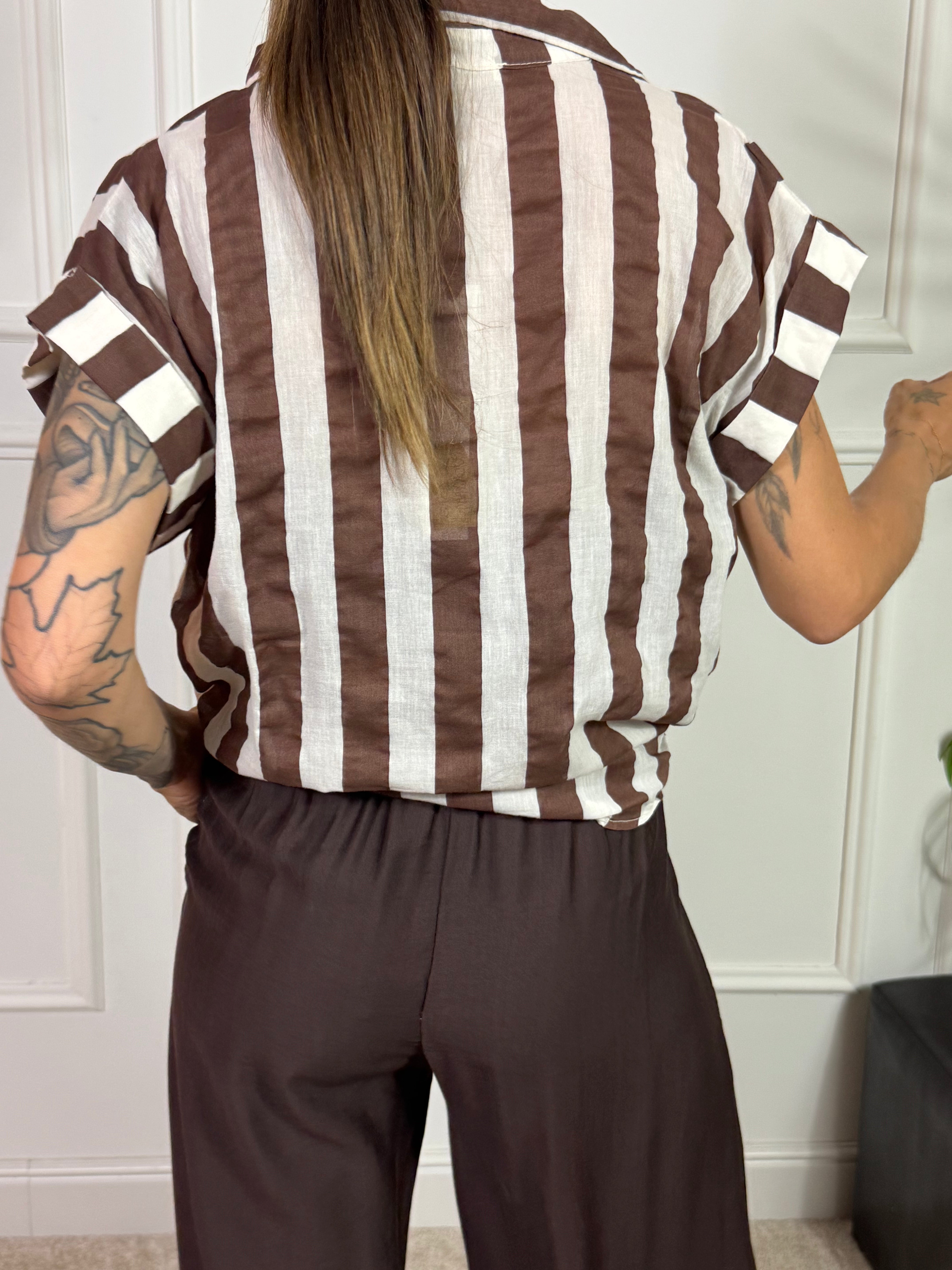 Camicia MANICA CORTA in mussola Victoria ILMH RIGHE E TASCHINI