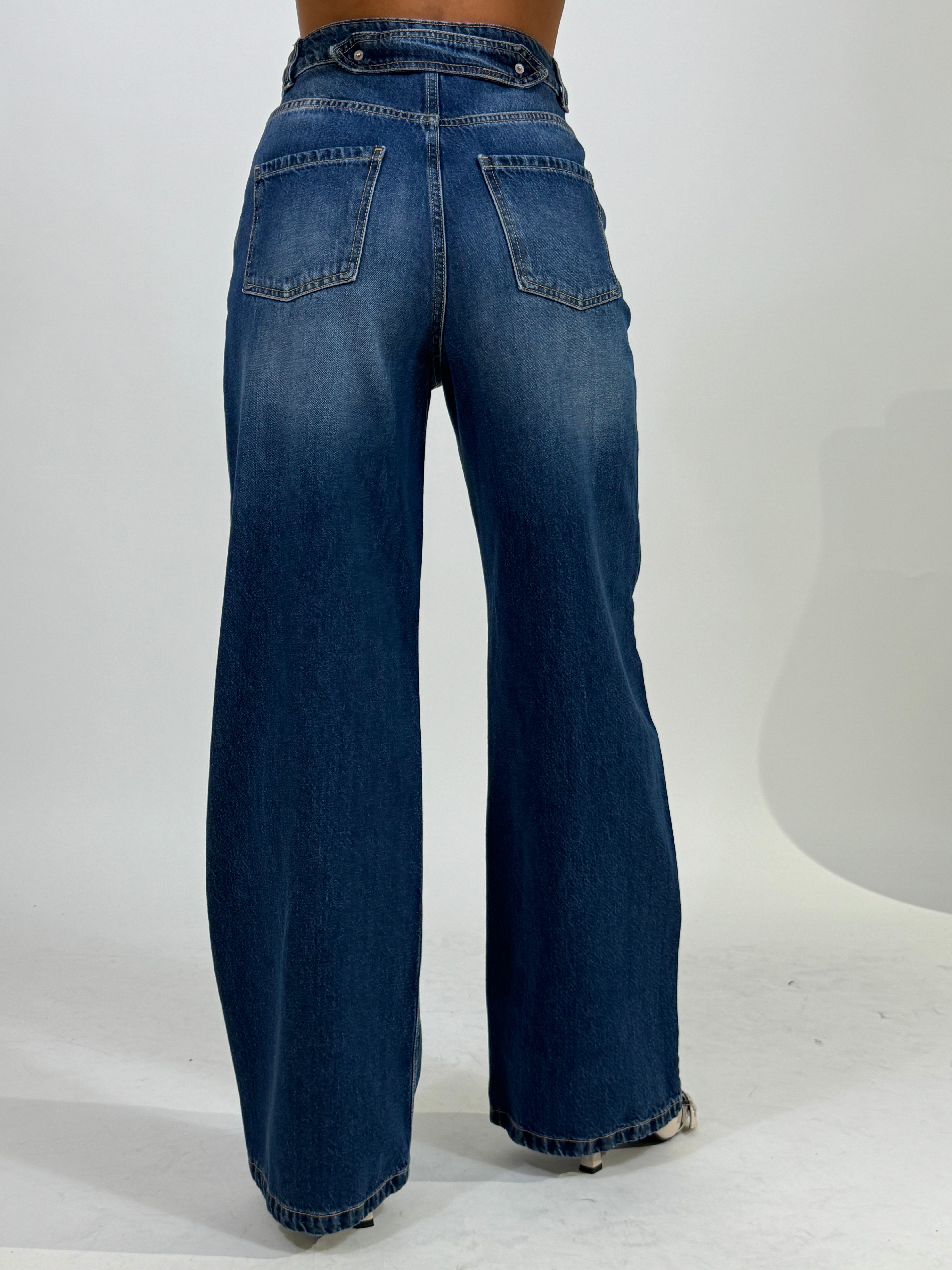 Jeans a palazzo Kikisix denim con MARTINGALA