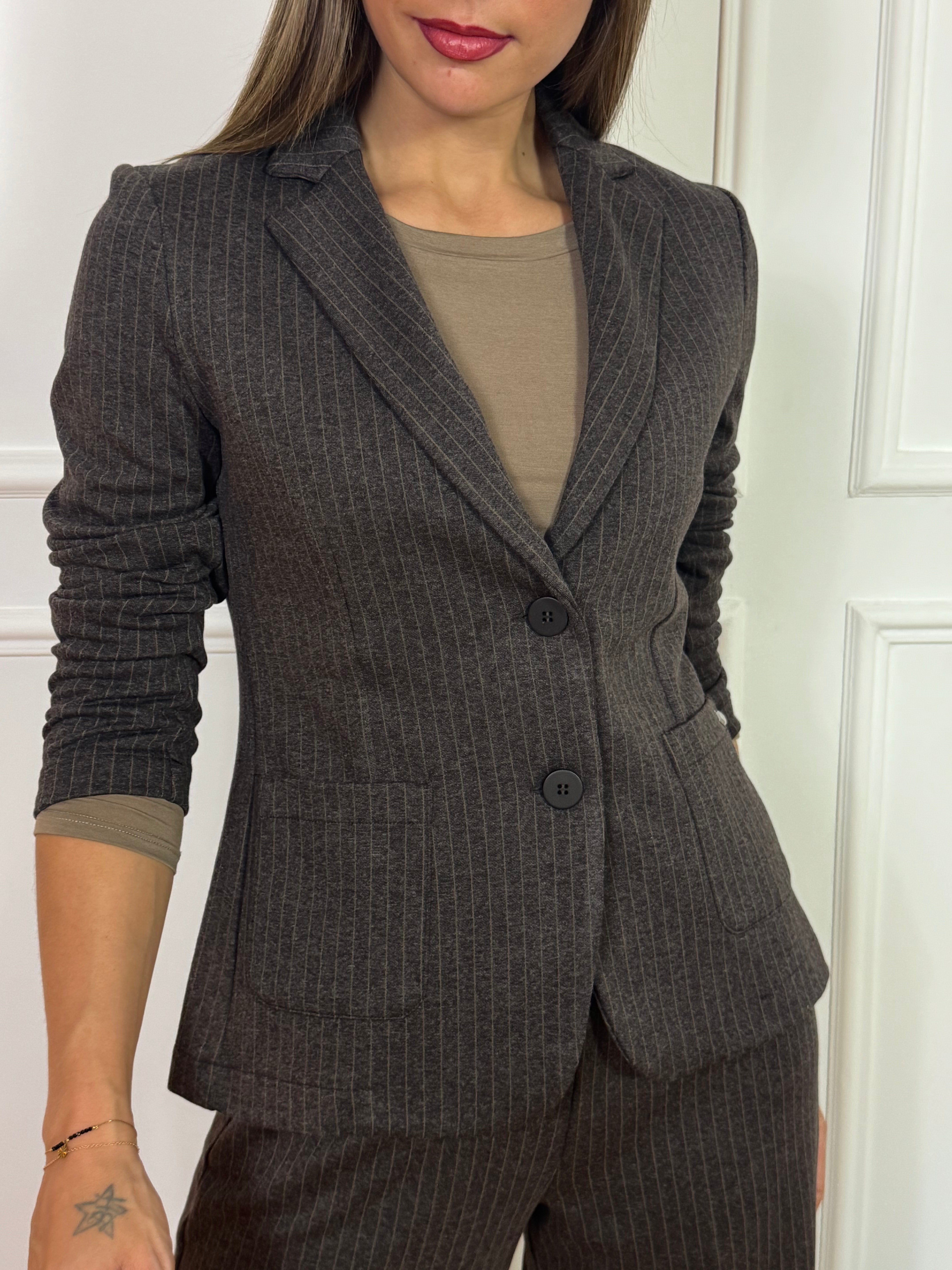 Giacca blazer in tessuto Ragno FANTASIA GESSATA
